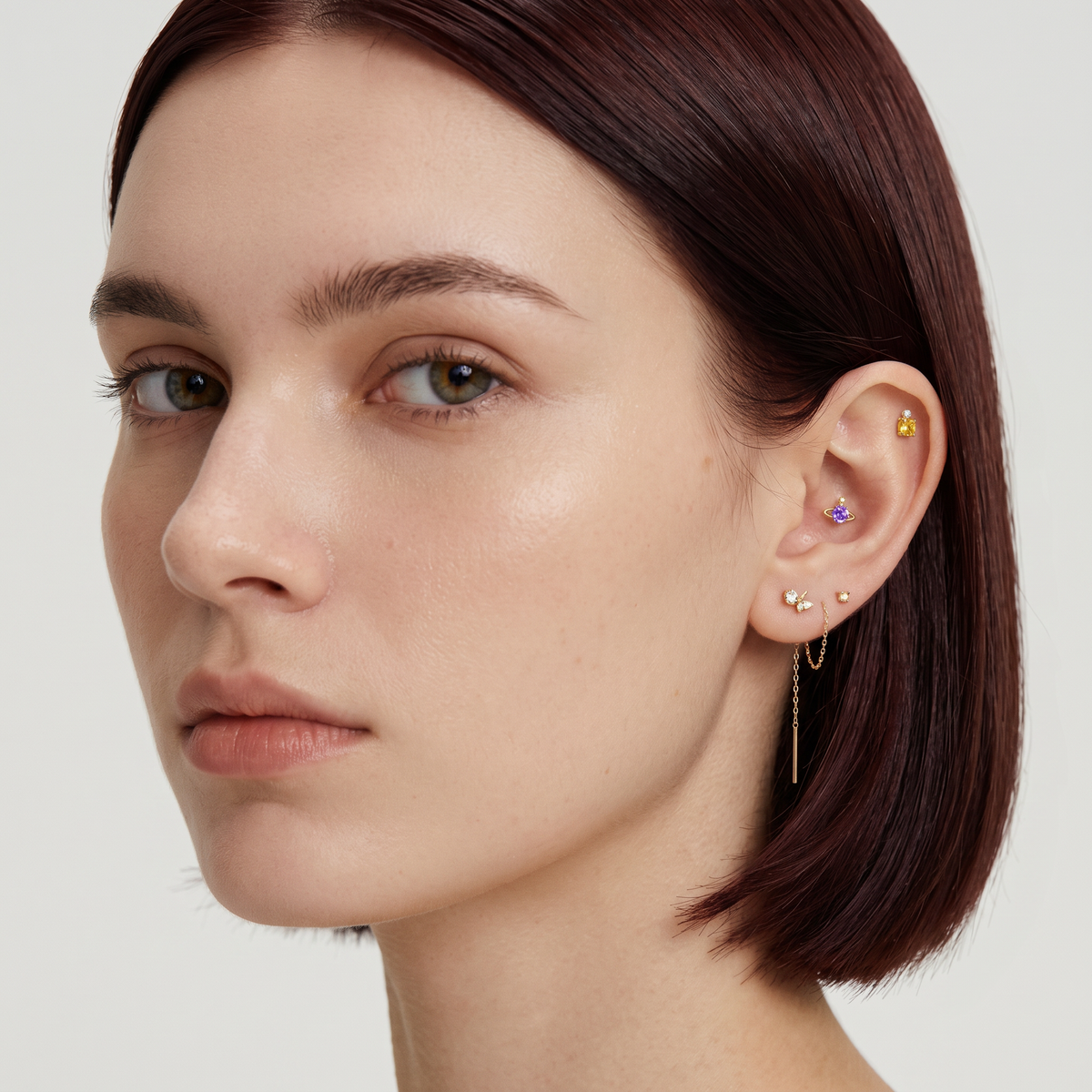 18K Gold Minimal Stud Dangle Earrings