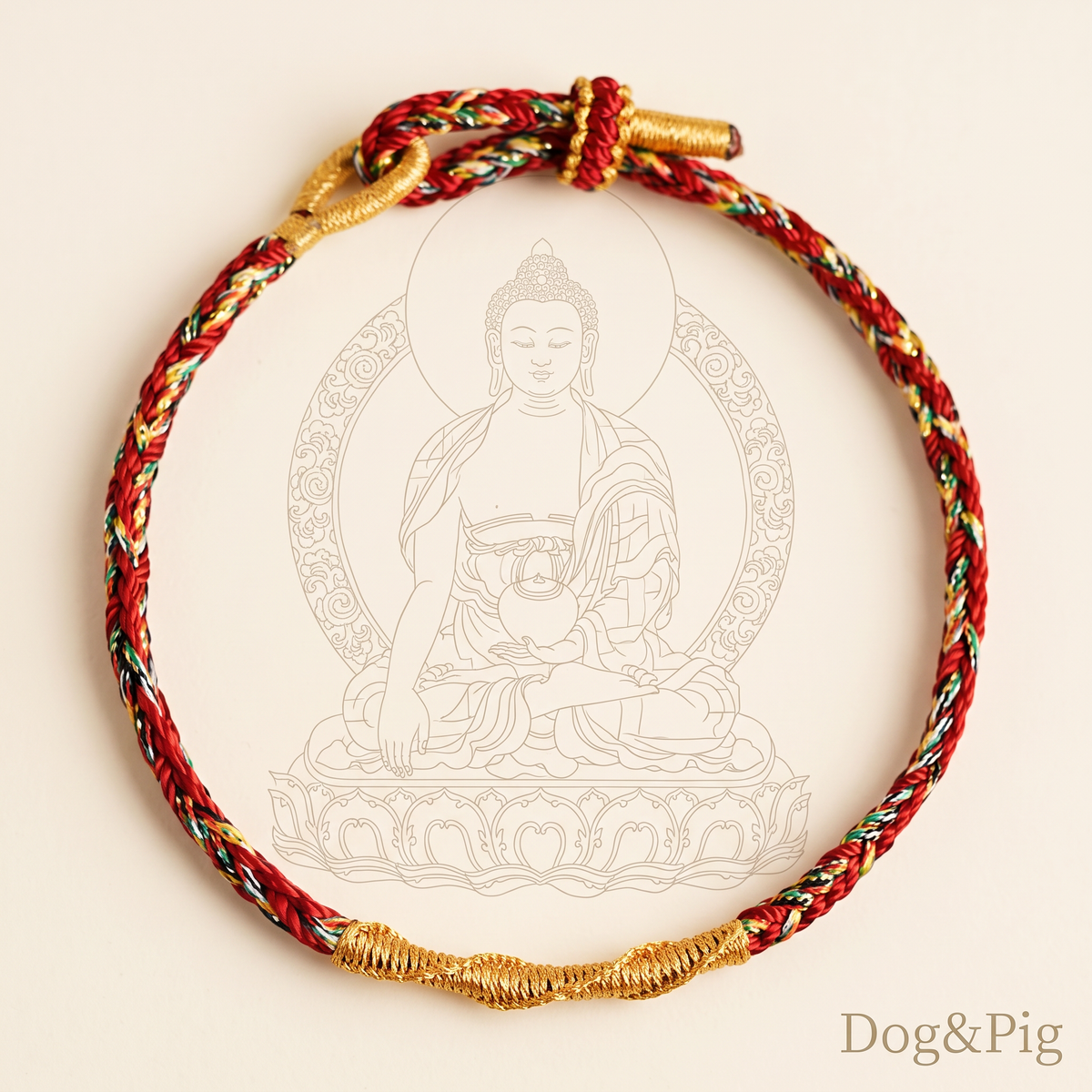 24k 999 Gold Chinese 12 Zodiac Birth Animal Sheep Charm Cord Adjustable Bracelet