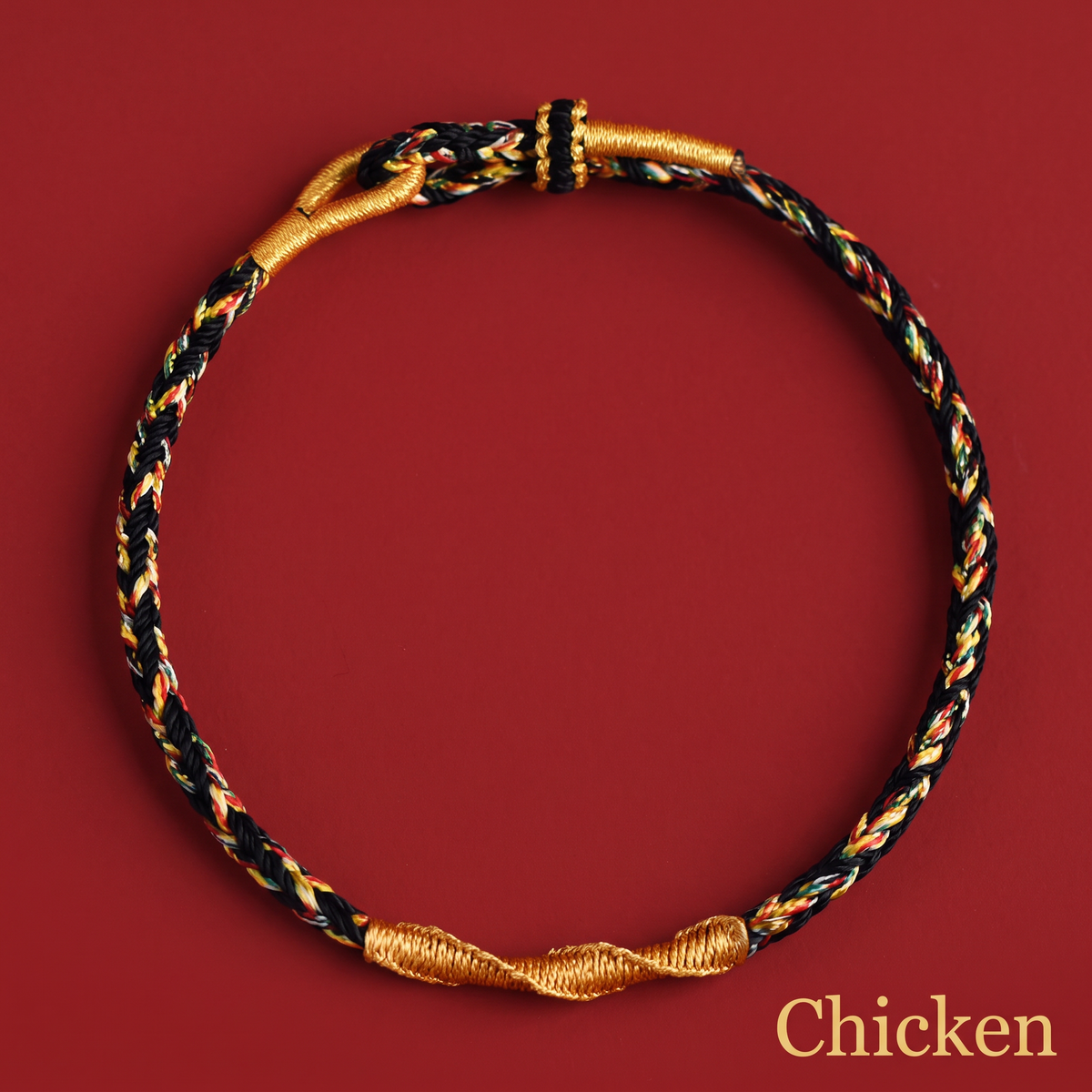 24k 999 Gold Chinese 12 Zodiac Birth Animal Sheep Charm Cord Adjustable Bracelet