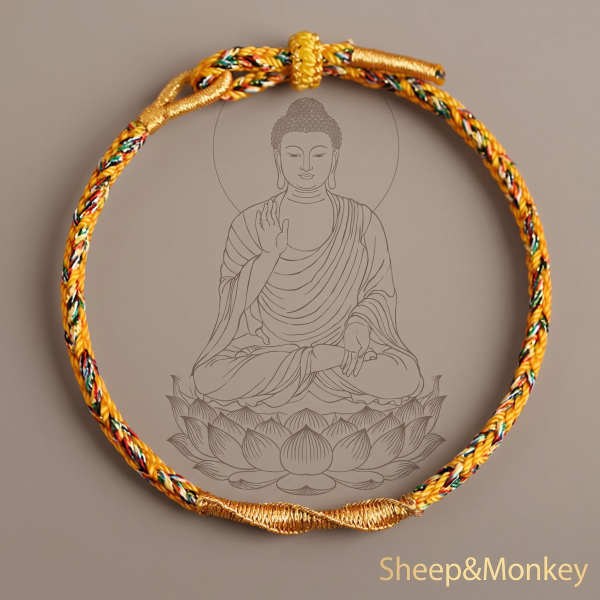 24k 999 Gold Chinese 12 Zodiac Birth Animal Sheep Charm Cord Adjustable Bracelet
