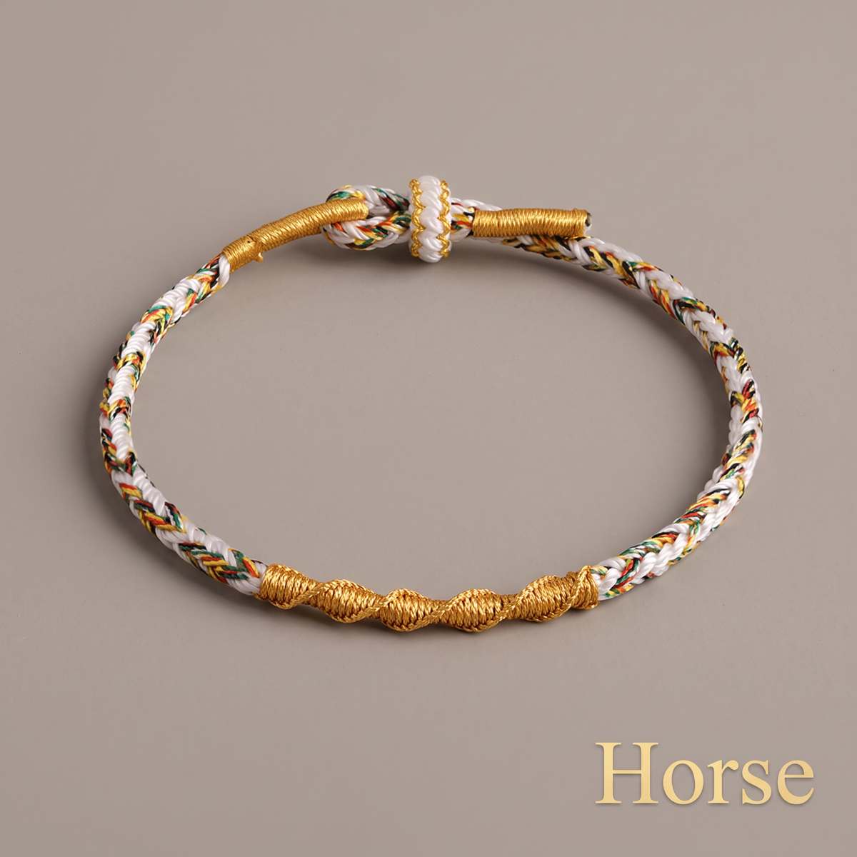 24k 999 Gold Chinese 12 Zodiac Birth Animal Sheep Charm Cord Adjustable Bracelet