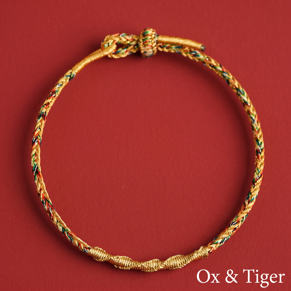 24k 999 Gold Chinese 12 Zodiac Birth Animal Sheep Charm Cord Adjustable Bracelet
