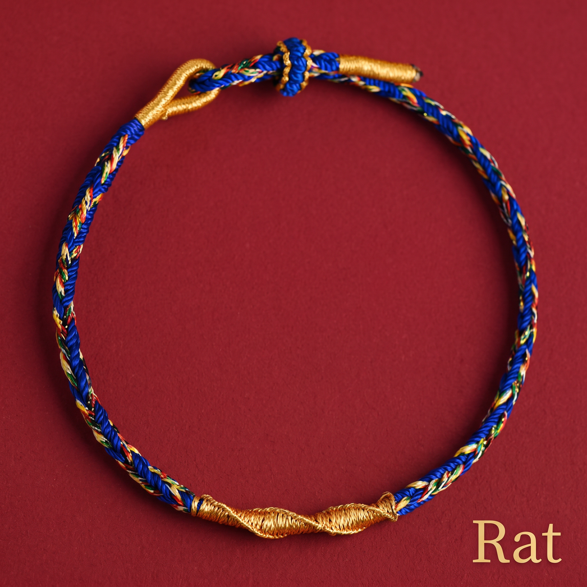 24k 999 Gold Chinese 12 Zodiac Birth Animal Sheep Charm Cord Adjustable Bracelet
