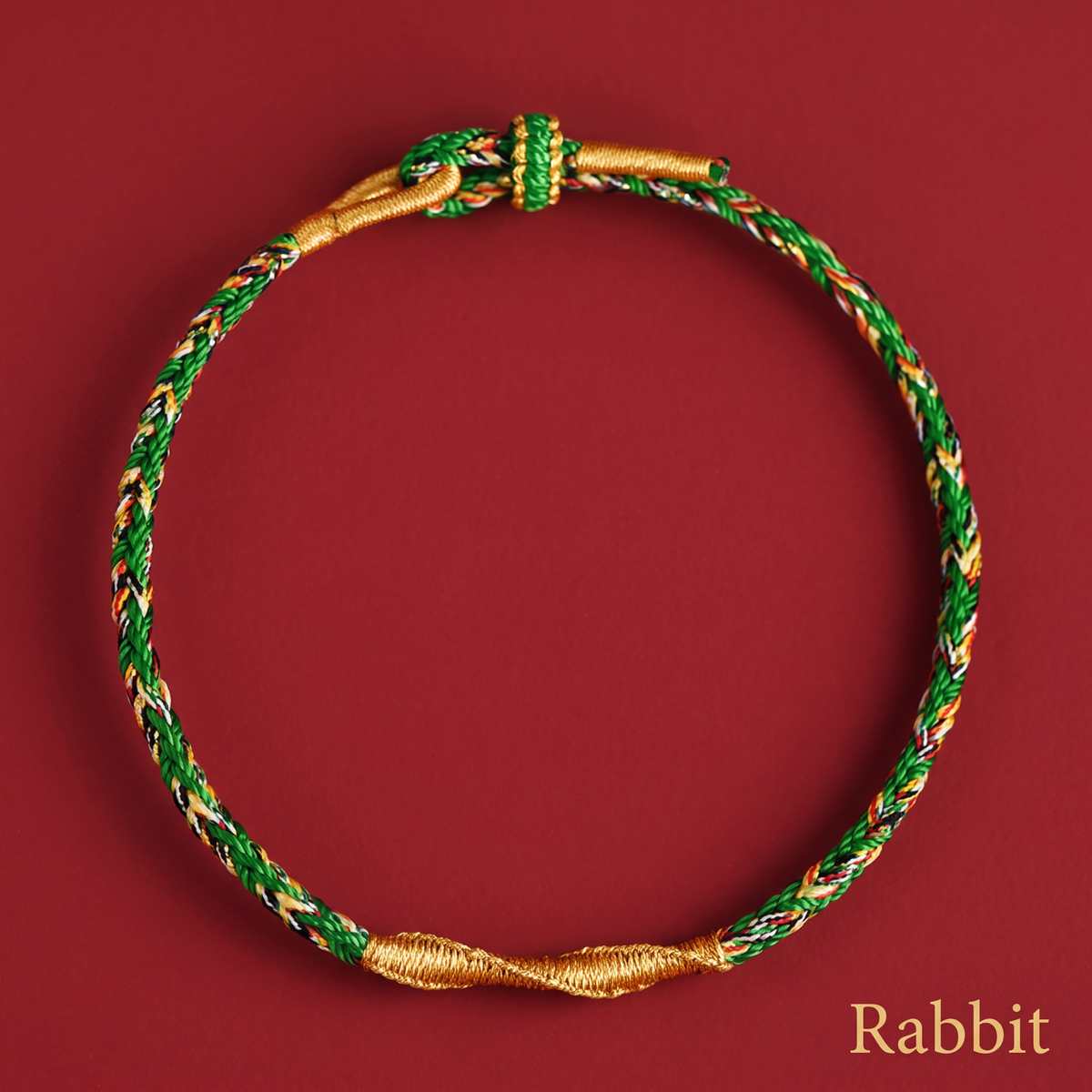 24k 999 Gold Chinese 12 Zodiac Birth Animal Sheep Charm Cord Adjustable Bracelet