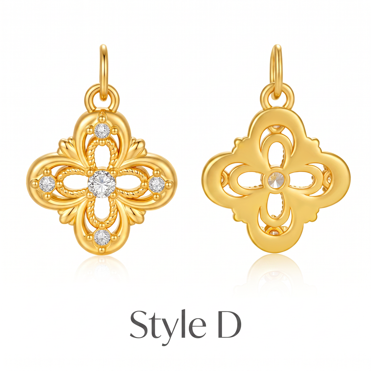 24K Gold Flower Charm Pendant