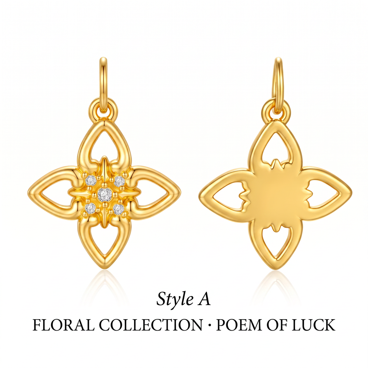 24K Gold Flower Charm Pendant
