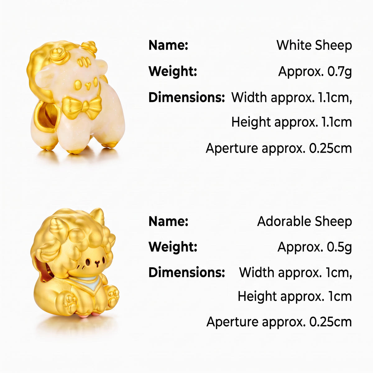 24k 999 Gold Cute Zodiac Year of the Sheep Spacer D.I.Y Charm