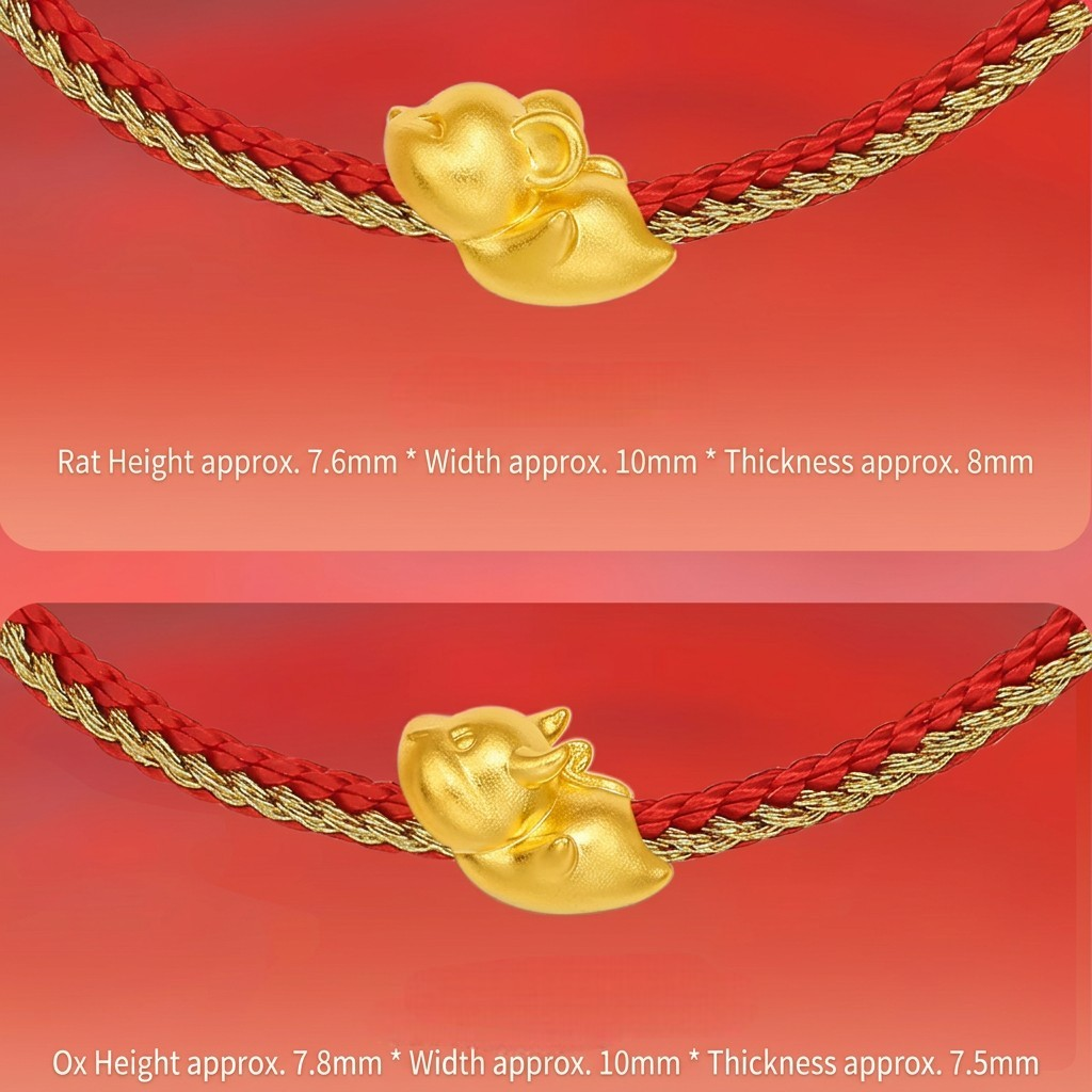 24K 5D Hard Gold Chinese Zodiac Animals Dragon Horse Bracelet