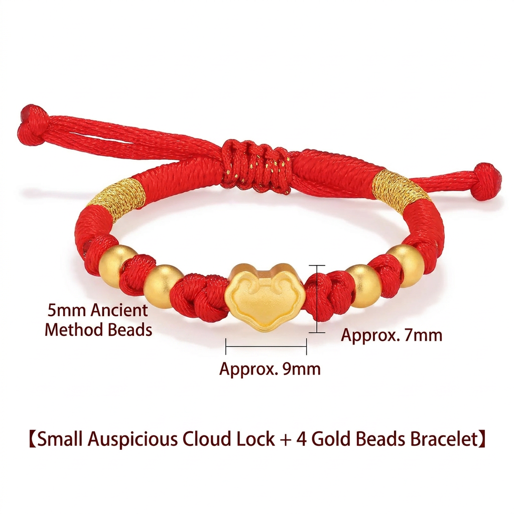 24K 999 Gold Luck Safty Cloud Lock Charm Weaving Bracelet Kid Baby Gift Babyshower Newborn