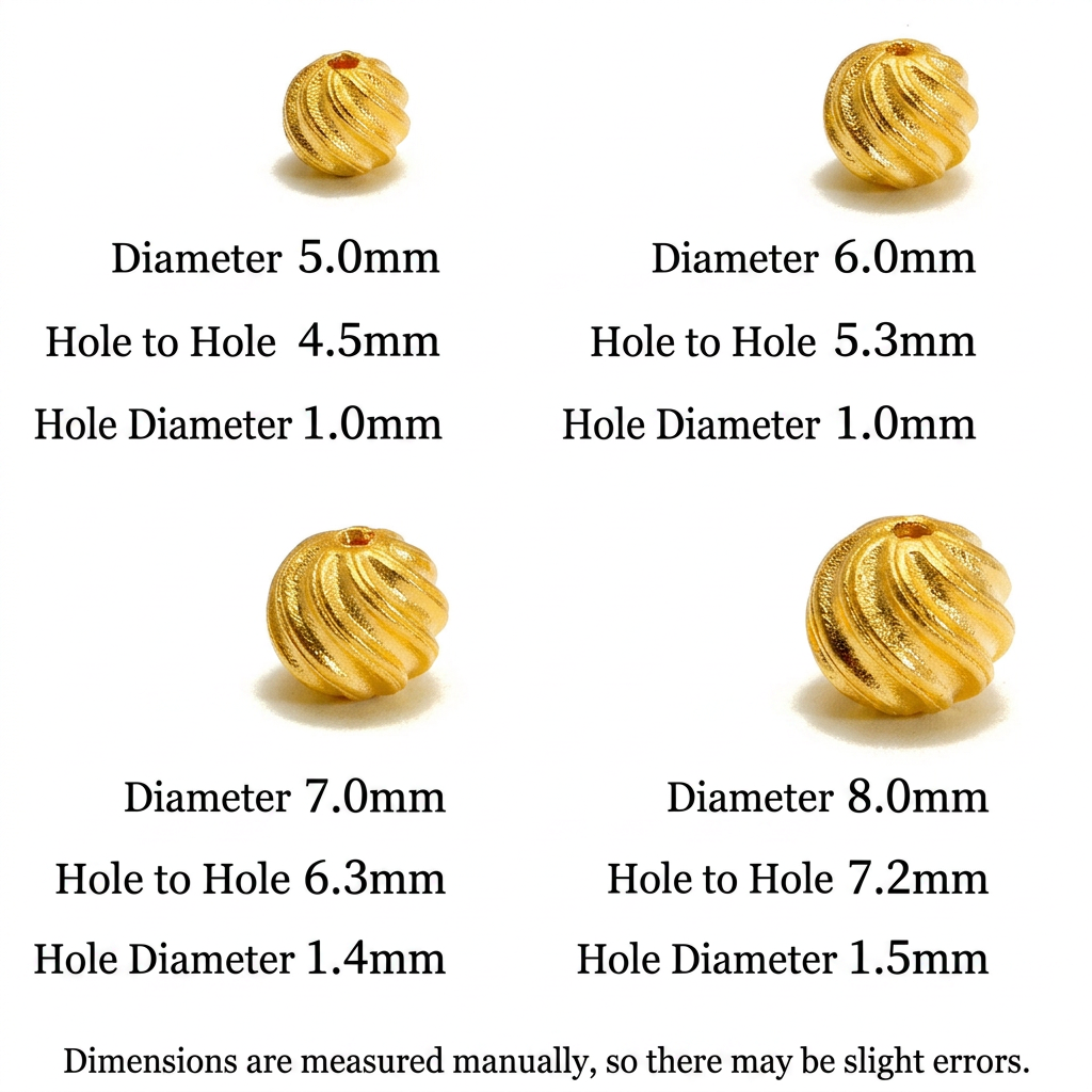 24k Gold D.I.Y Pattern Bead Charm Spacer Jewelry Making