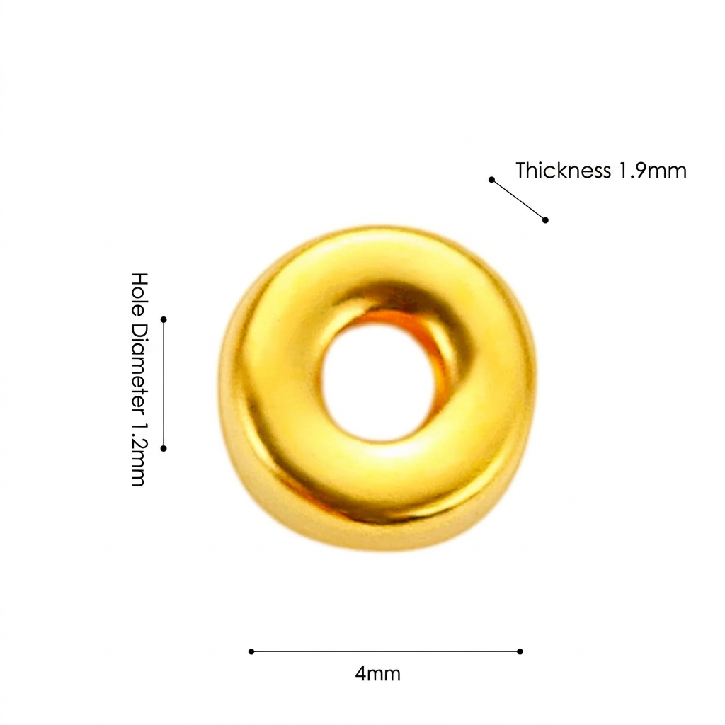 999 Pure Gold Loop Bead Lucky Spacer for Bracelet Stringing DIY Jewelry