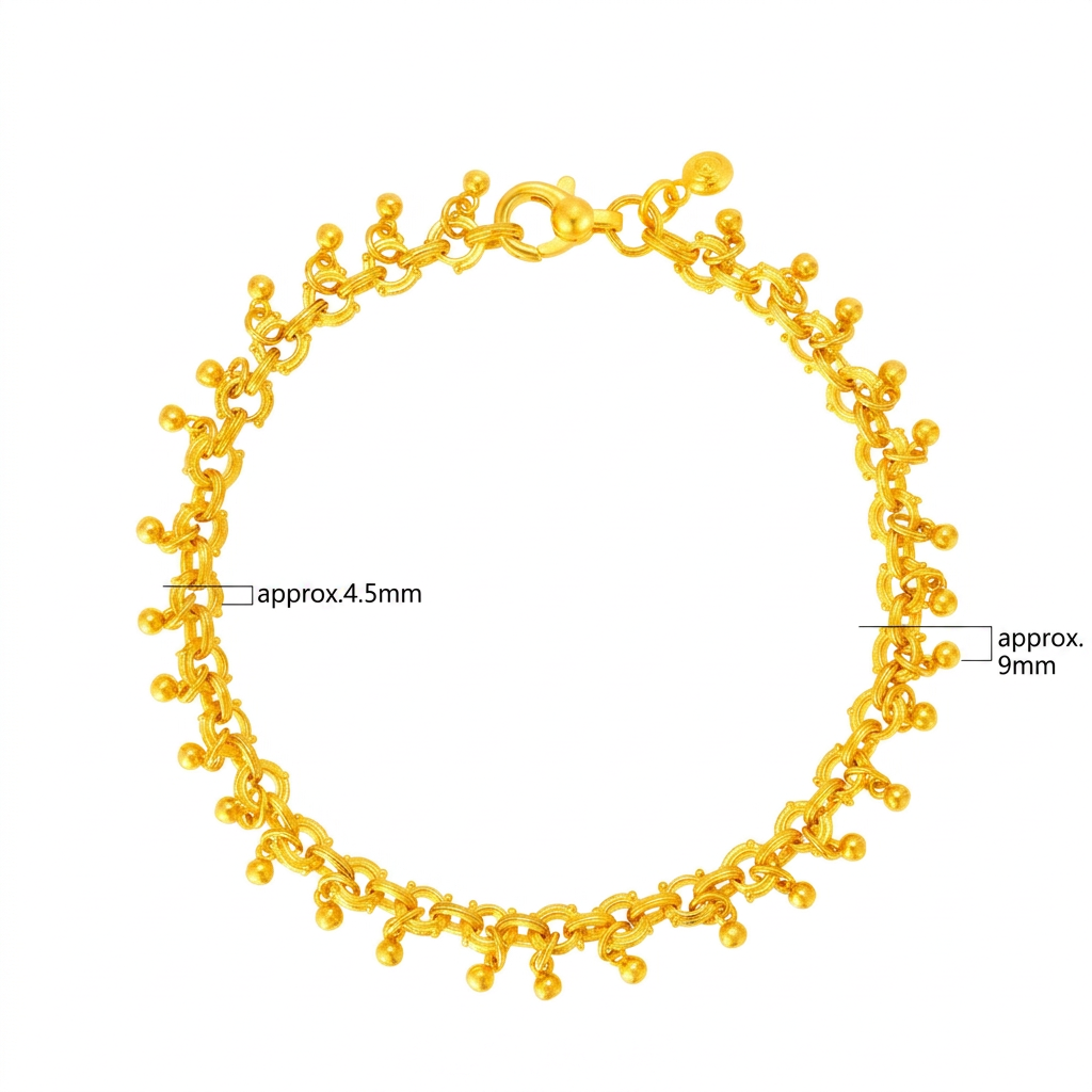 24k Gold Bell Charms Minimal Chain Link Bracelet
