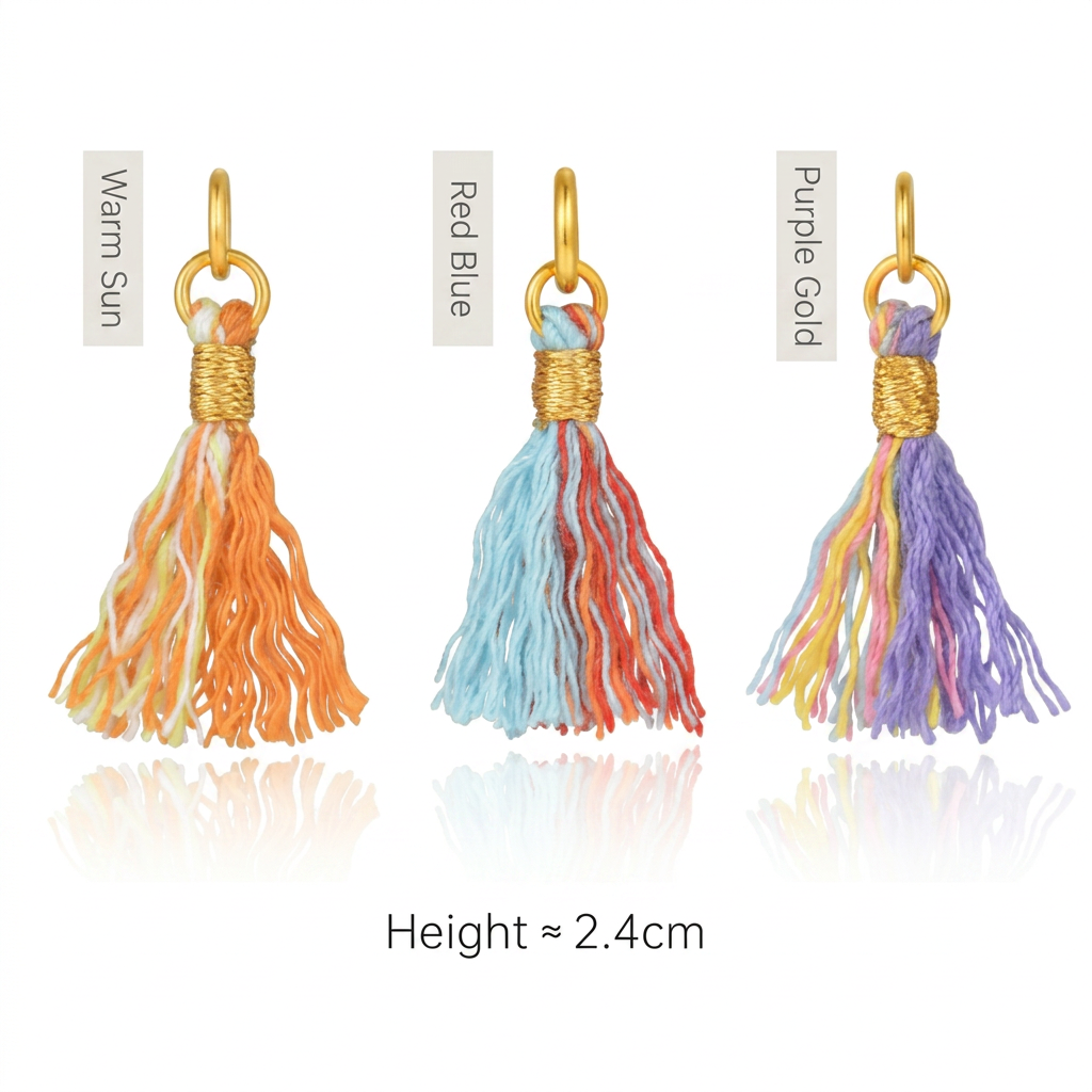 24k Gold Braided Tassel Charm Universal Pendant for Bracelet,Necklace and More