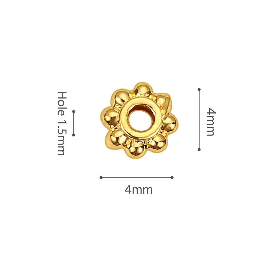 999 Pure Gold Gear Bead Lucky Spacer for Bracelet Stringing DIY Jewelry
