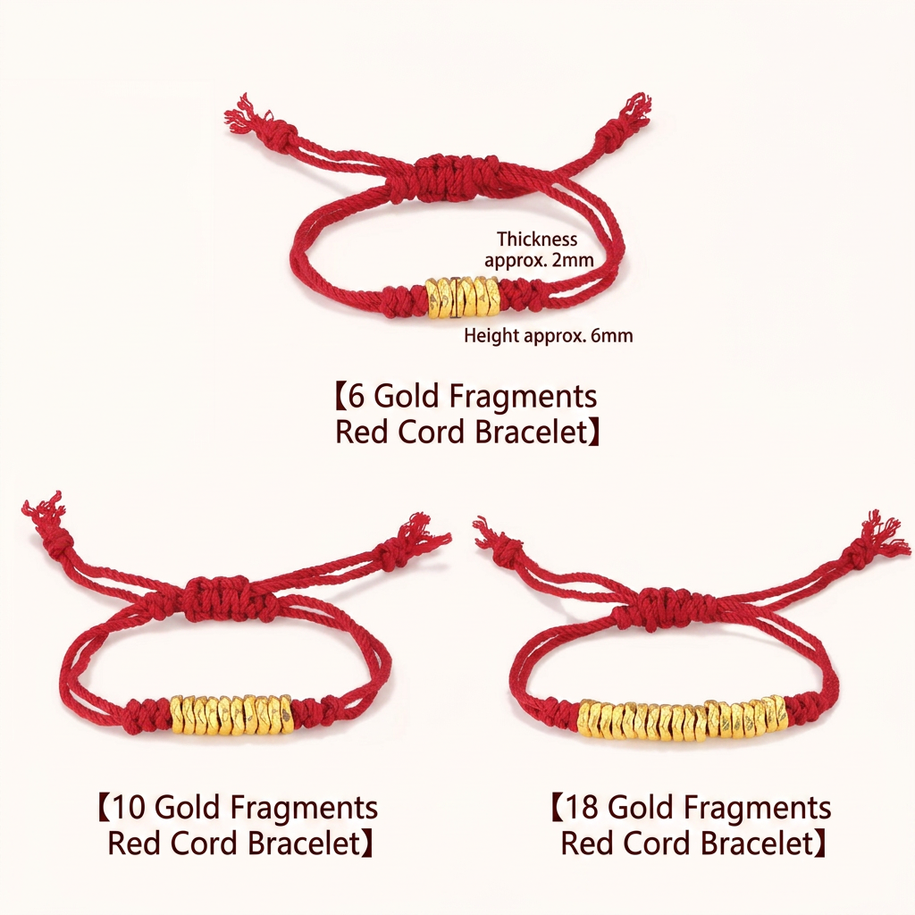 24K 999 Gold Beads Hammer Charm Weaving Adjustable Minimal Unisex Bracelet