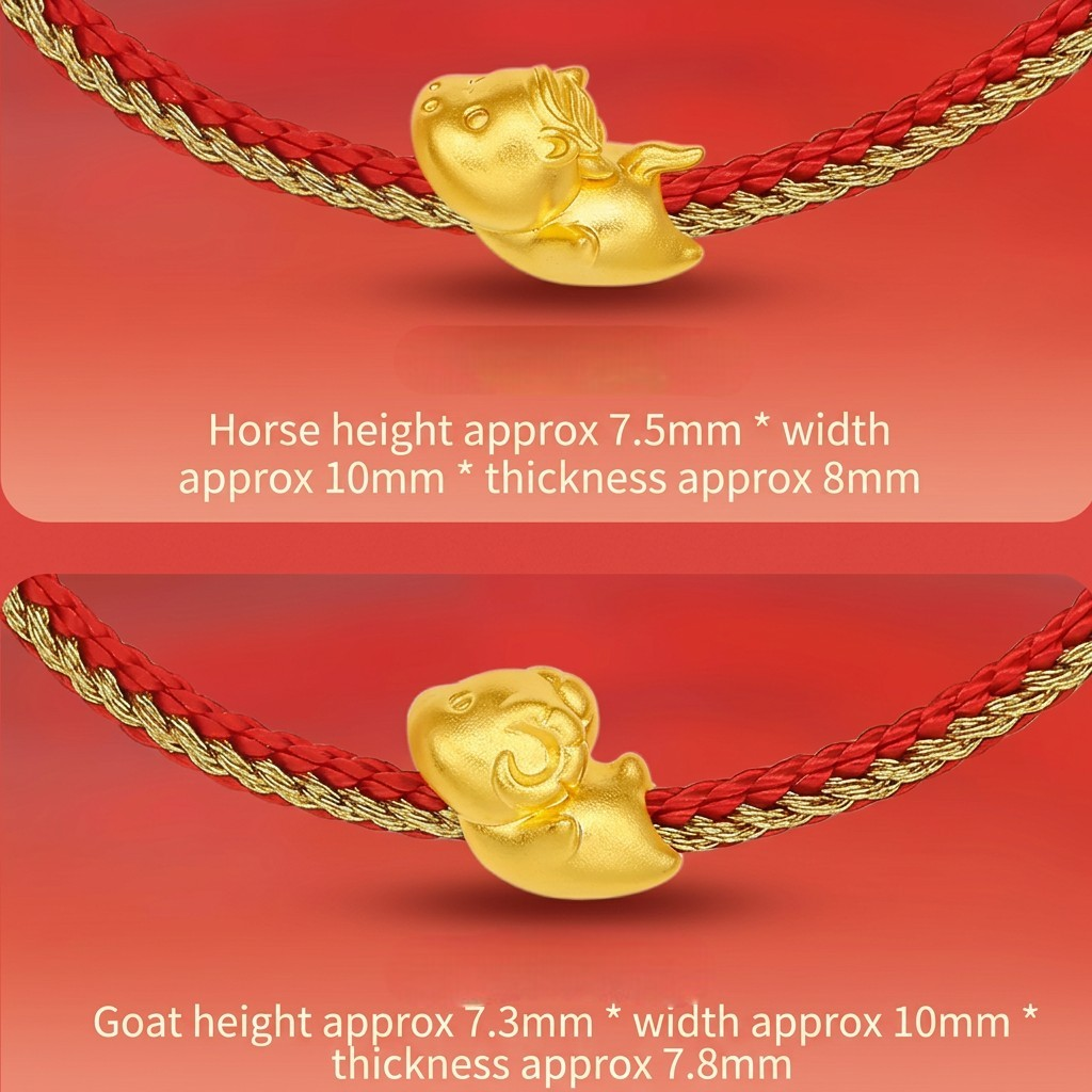 24K 5D Hard Gold Chinese Zodiac Animals Dragon Horse Bracelet