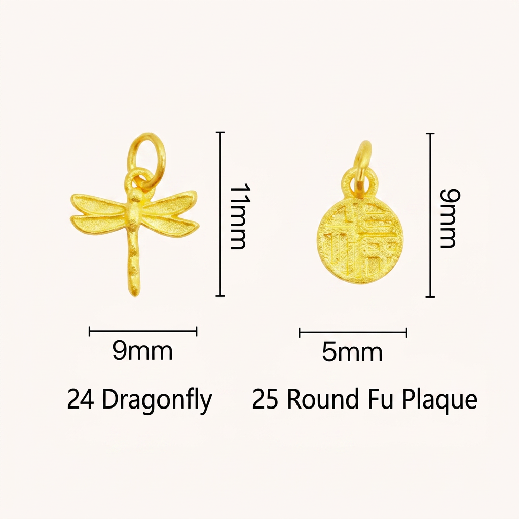 24k 999 Solid Gold D.I.Y Mini Charms Chinese Blessing Gourd Lucky Bead