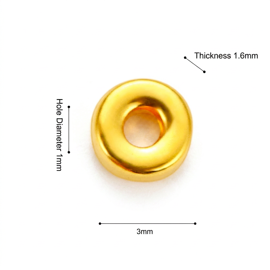 999 Pure Gold Loop Bead Lucky Spacer for Bracelet Stringing DIY Jewelry
