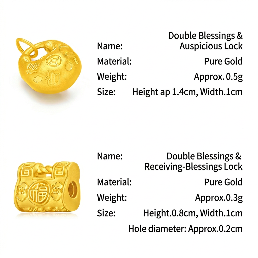 24K Mini D.I.Y Blessing Lock Charm