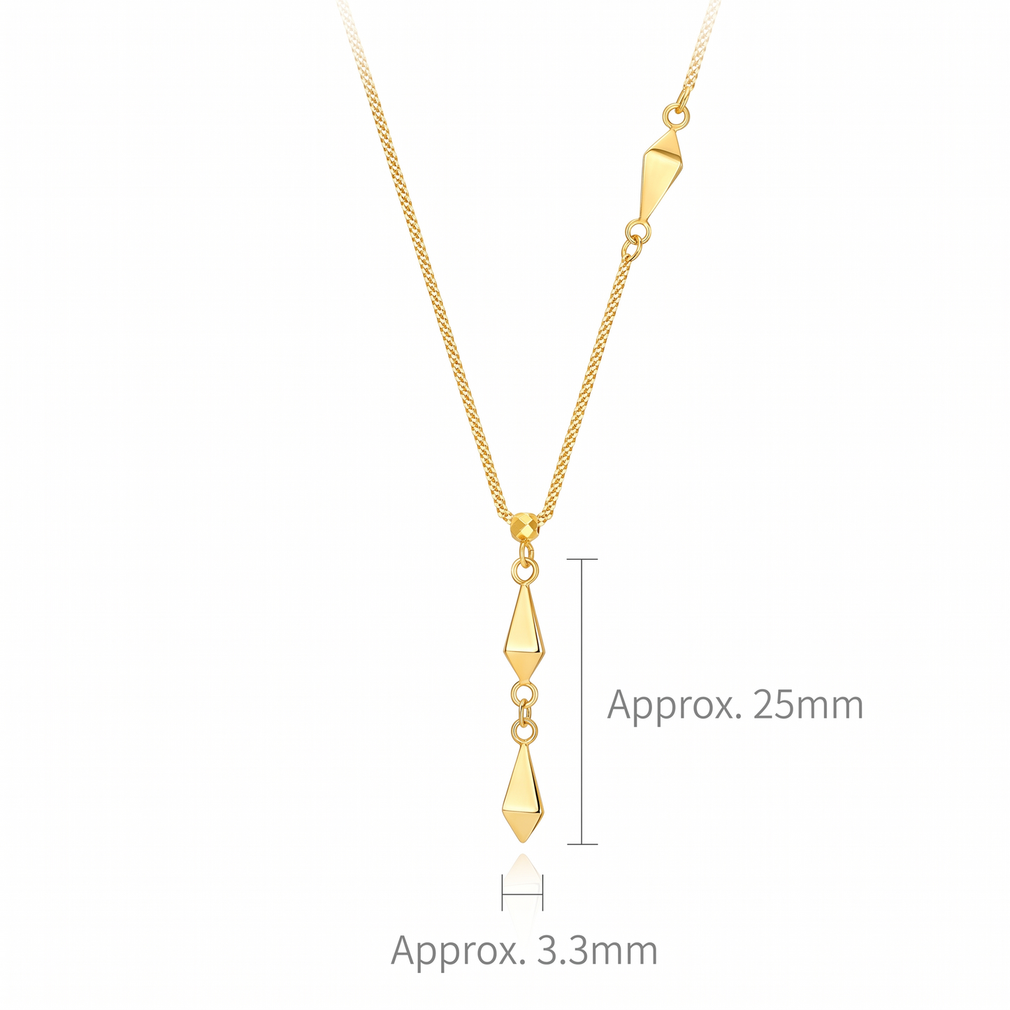 18K Gold Diamond-Shaped Tassel Minimalist Versatile Chain Pendant Necklace