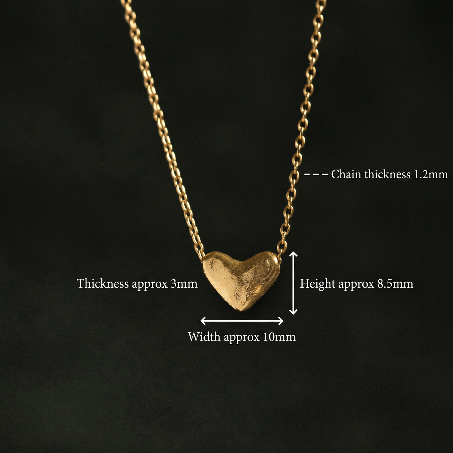 24K 999 Fine Gold Mini Minimal Heart Pendant Necklace