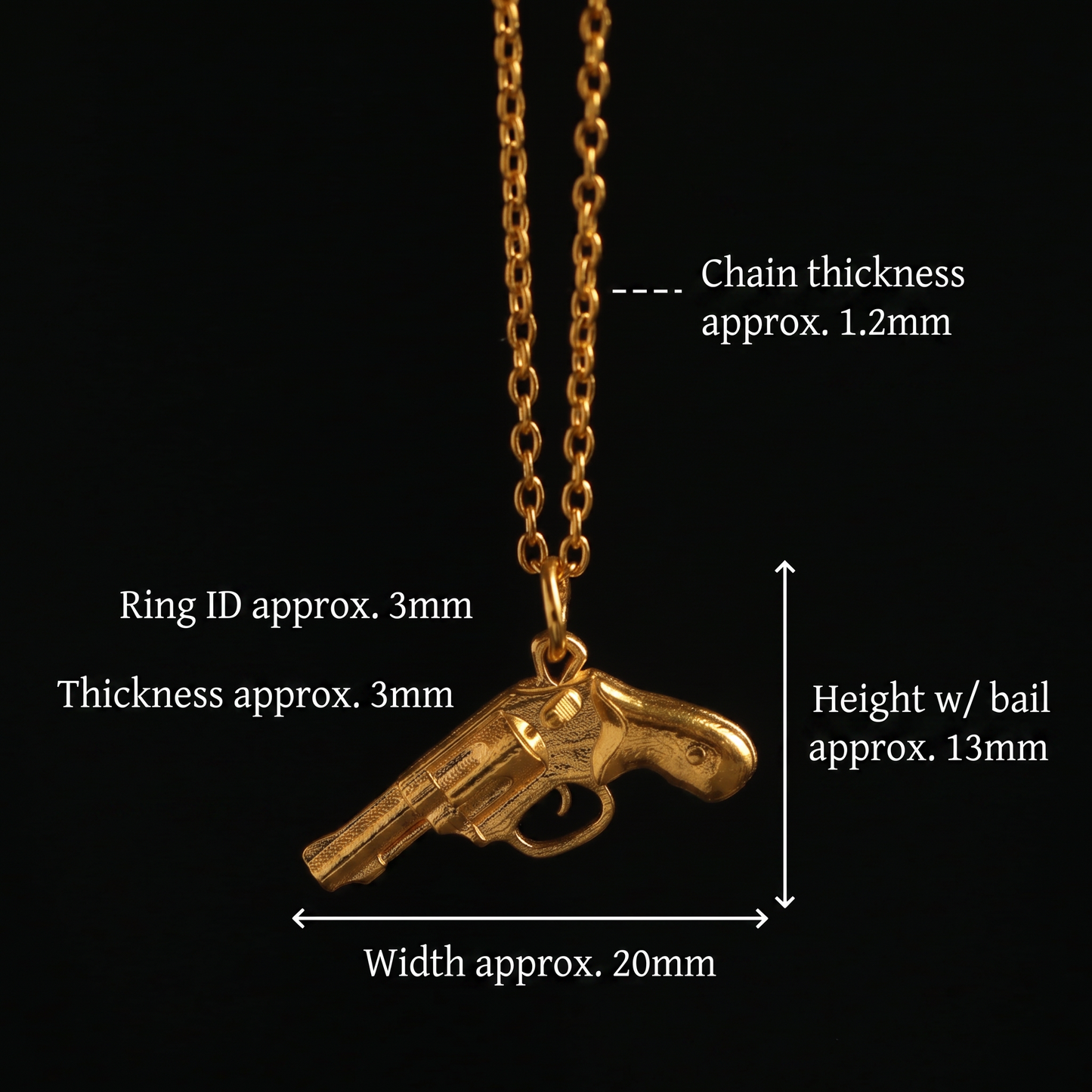 24K 999 Fine Gold Mini Vintage Western Cowboy Revolver Pendant Charm D.I.Y