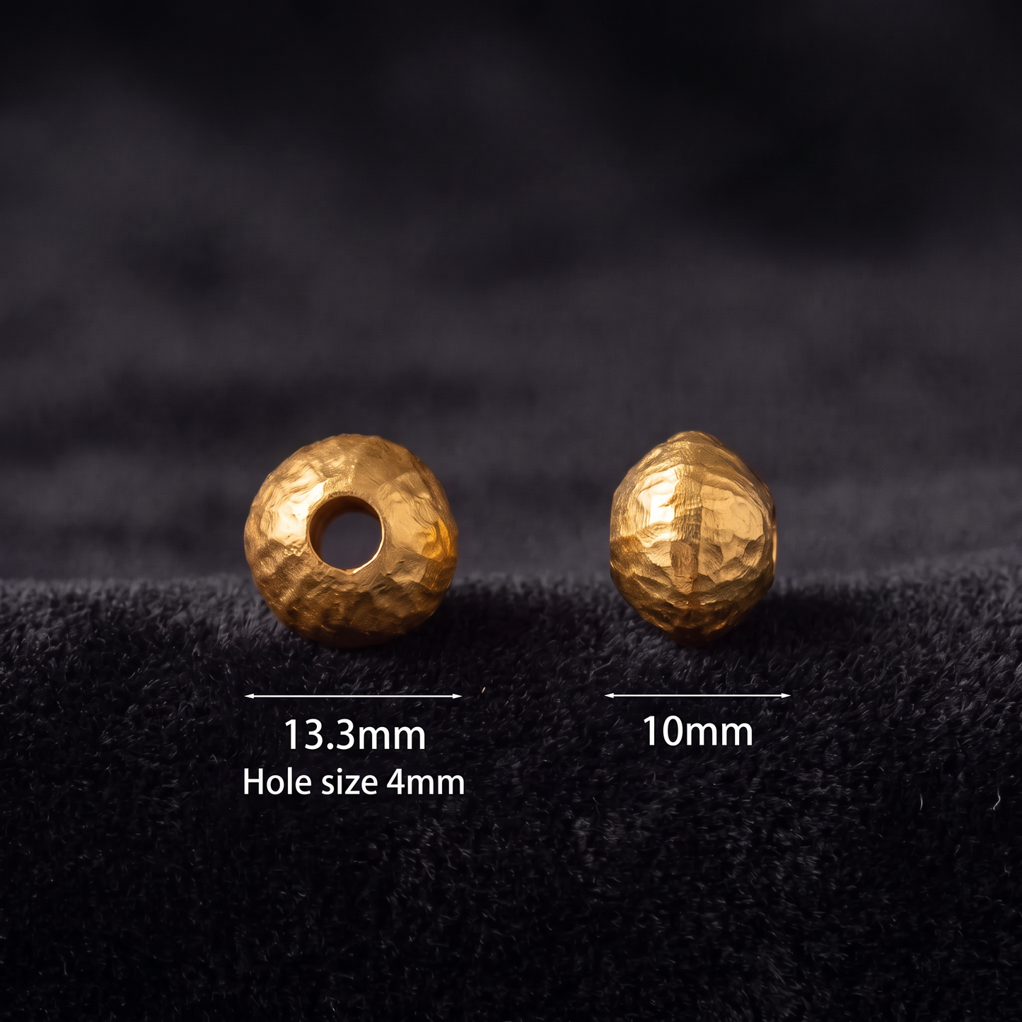 24K 999 Fine Gold Antique-Finish Hammered Disc Minimal Beads D.I.Y Charm Accessories