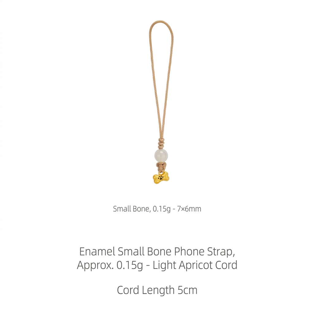 24K Gold Dog Bone Cute Charm Lucky Phone Strap Mobile Accessory