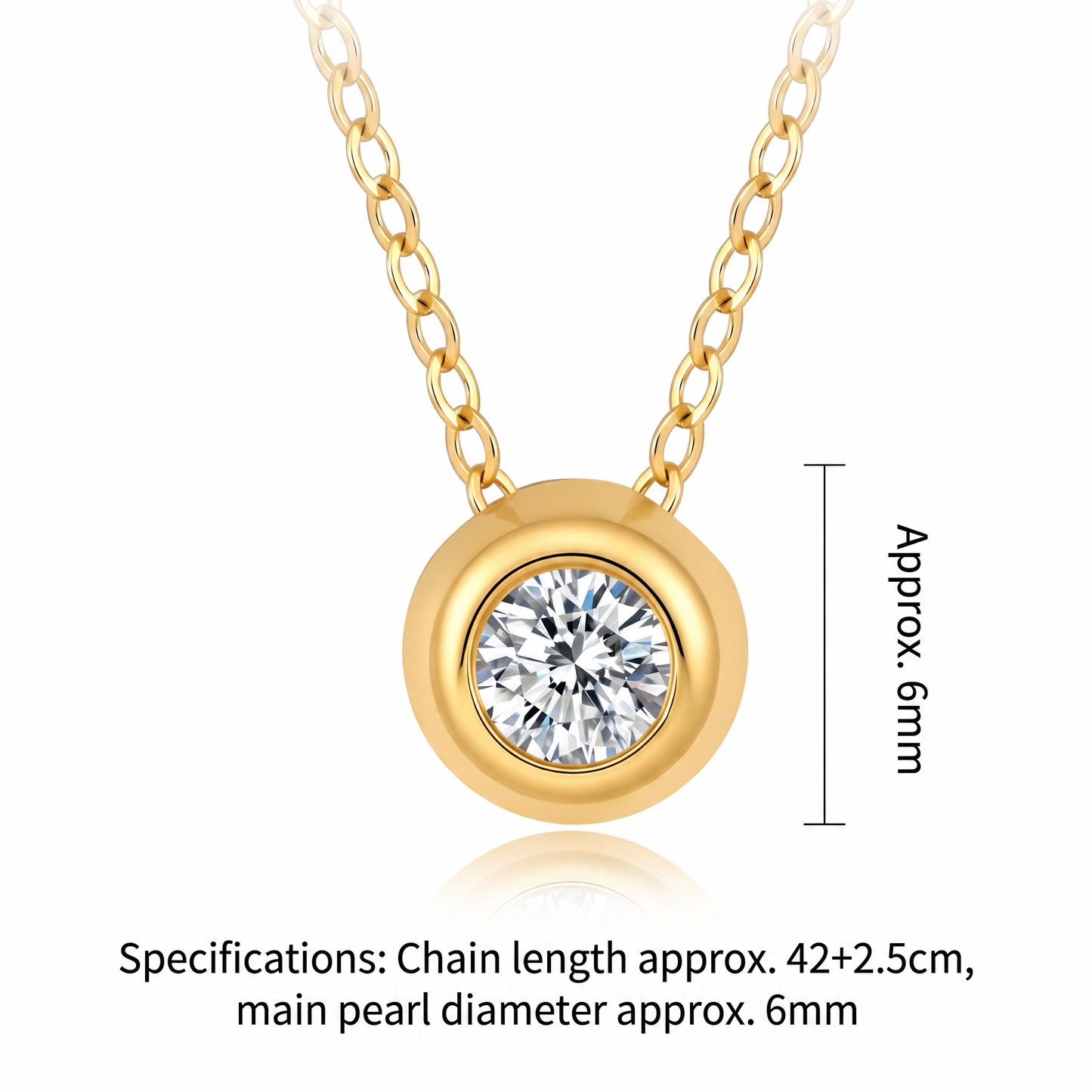 18K Gold Round Charm Minimalist Pendant Necklace