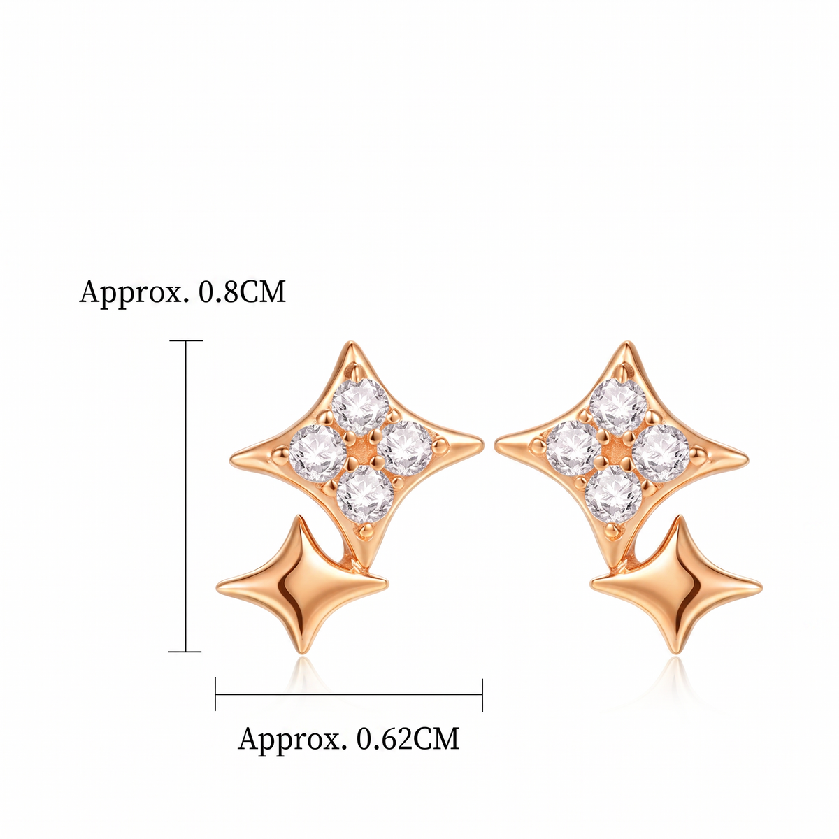 18K Fine Rose Gold Star Starlight Moissanite Stud Earrings