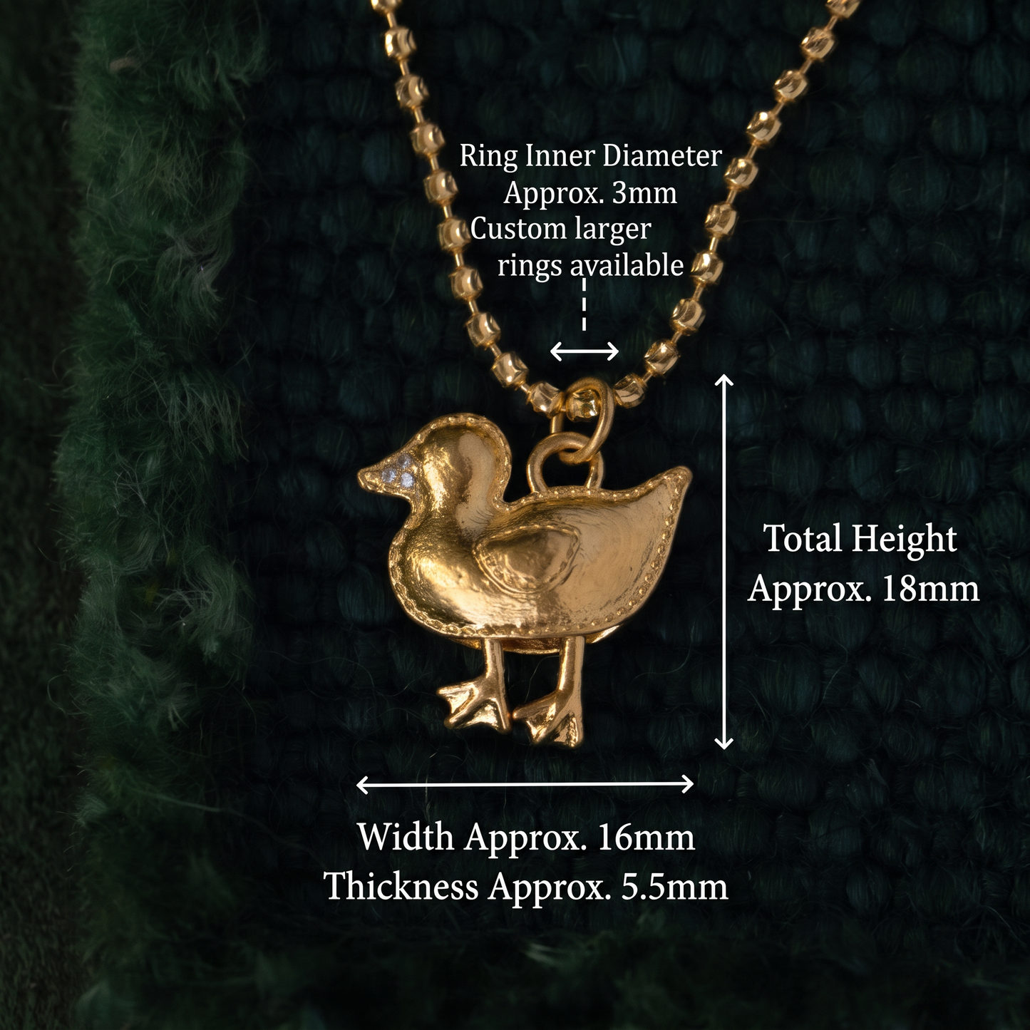 24K 999 Fine Gold Moving Lucky Duck Charm Pendant