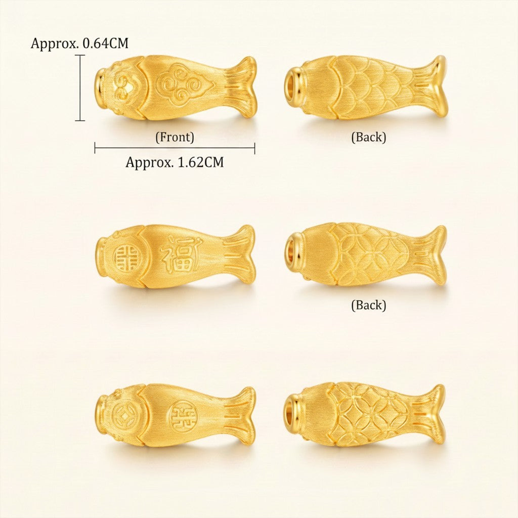 24K Fine Gold Lucky Blessing Fish D.I.Y Charm
