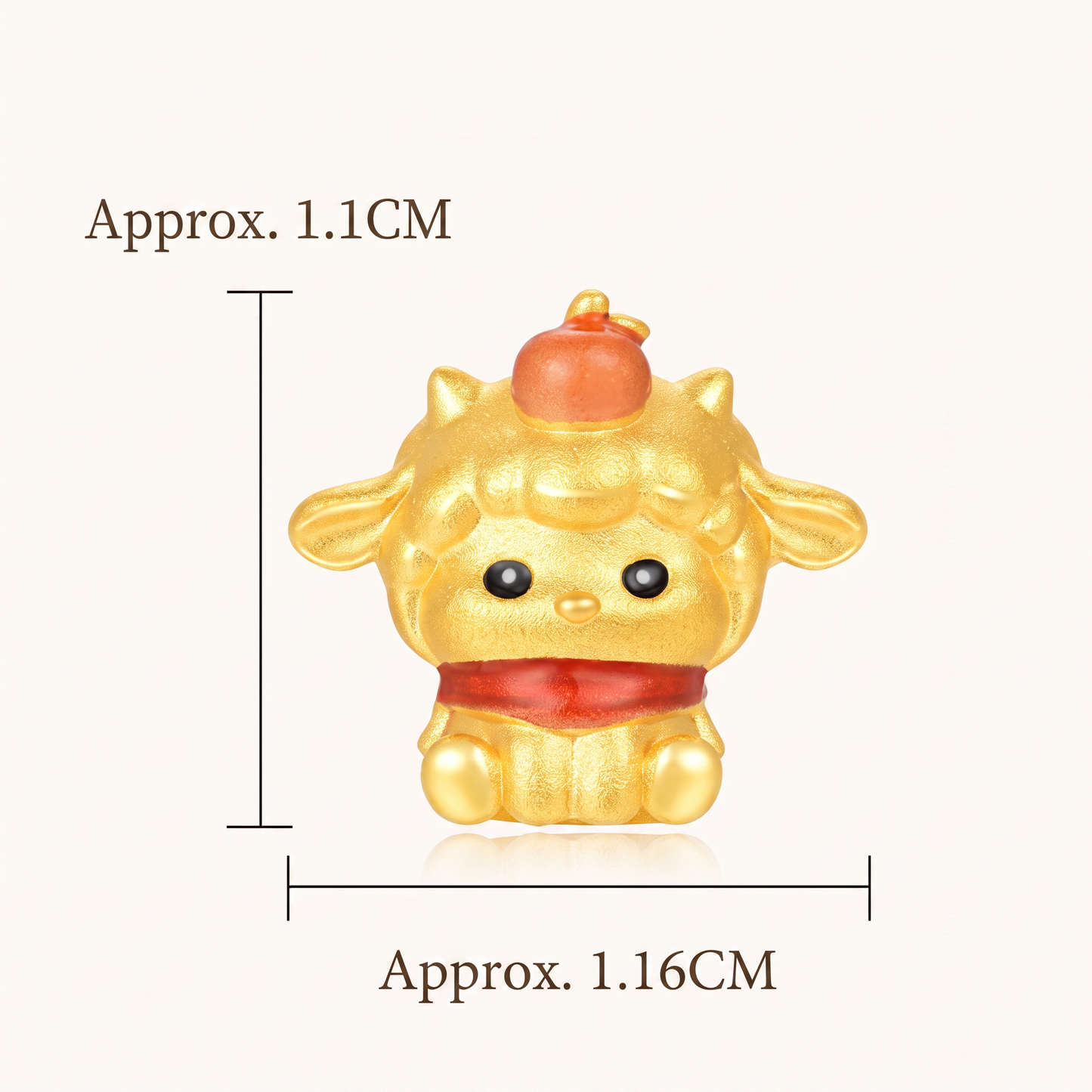 24K 5D Hard Gold Chinese Zodiac Baby Sheep D.I.Y Charm Pendant Spacer