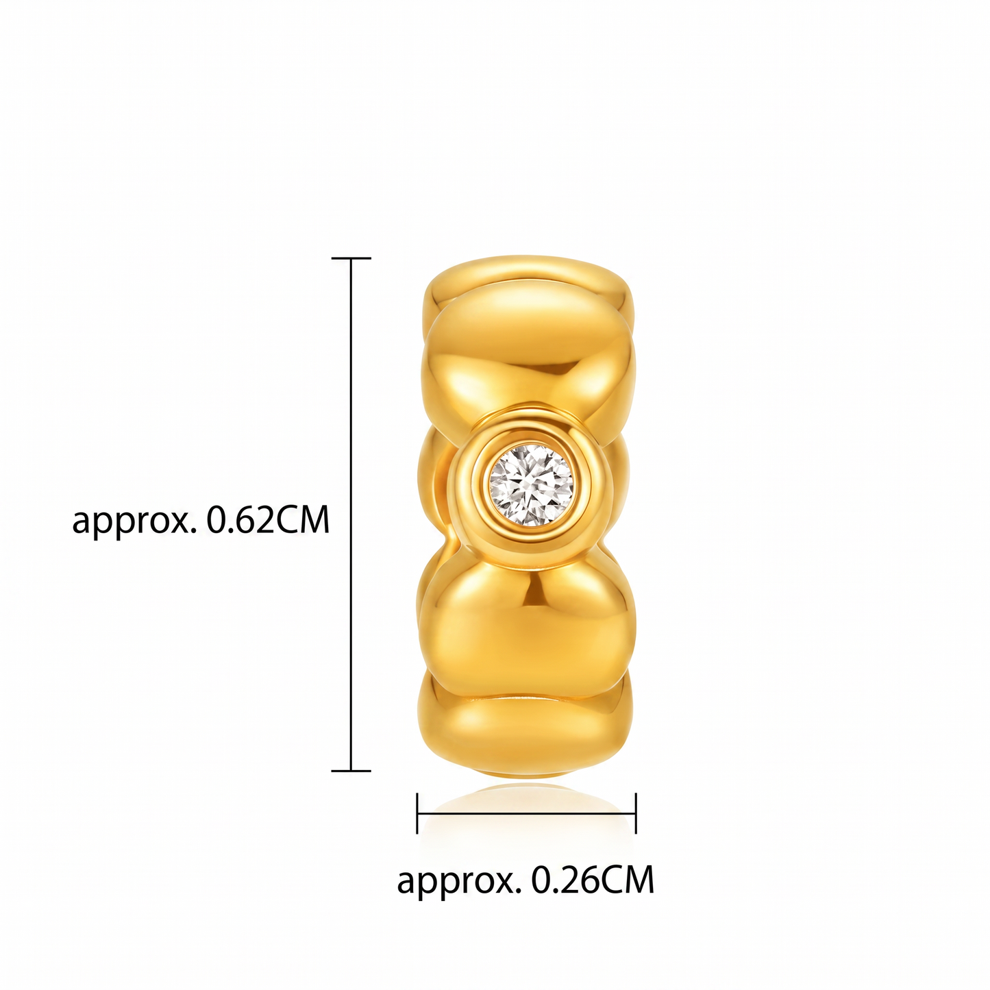 24K Gold Knot Lucky Charm with Moissanite Accent D.I.Y Spacer Bead