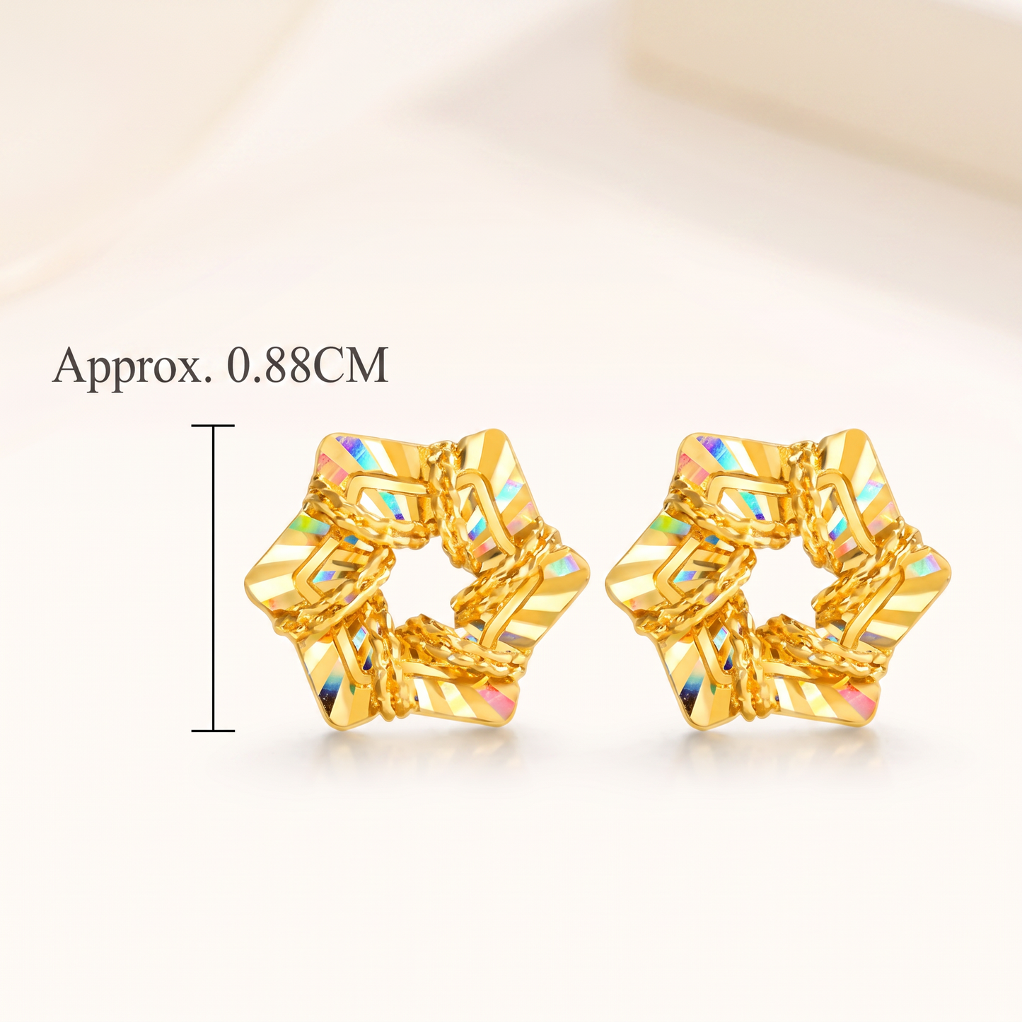 Radiant 24k Star Snowflake 5G Gold Stud Earrings