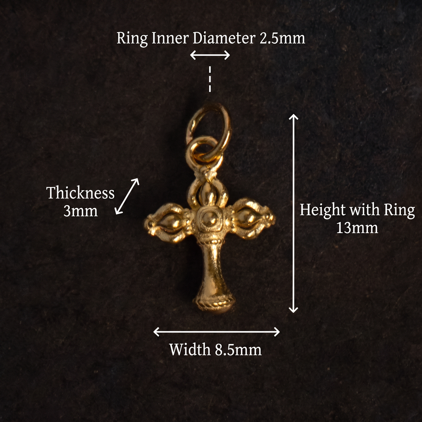 24K 999 Fine Gold Mini Vajra Pendant D.I.Y Charm Accessories