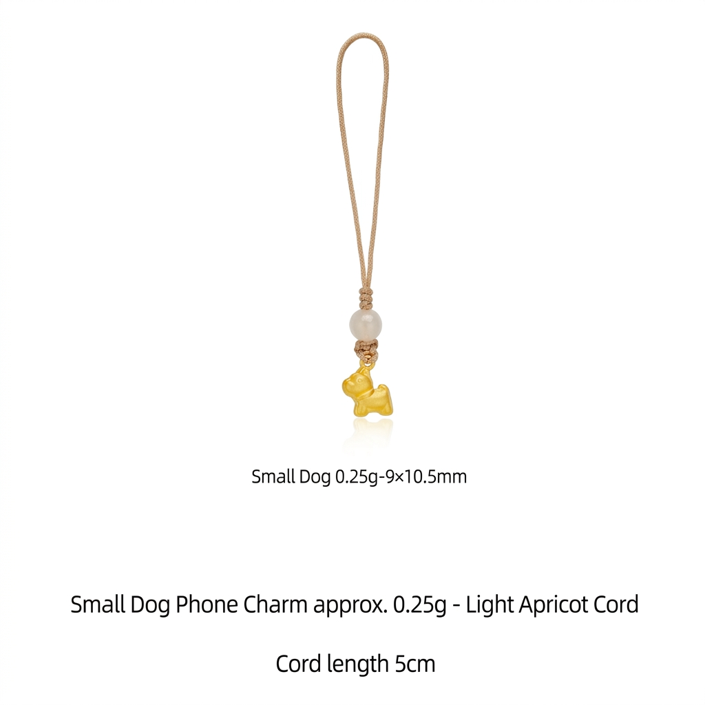 24K Gold Dog Bone Cute Charm Lucky Phone Strap Mobile Accessory