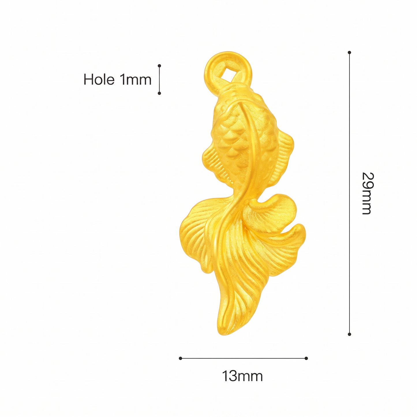 24K 999 Gold Mini Gold Fish Lucky Koi Charm D.I.Y Accessories