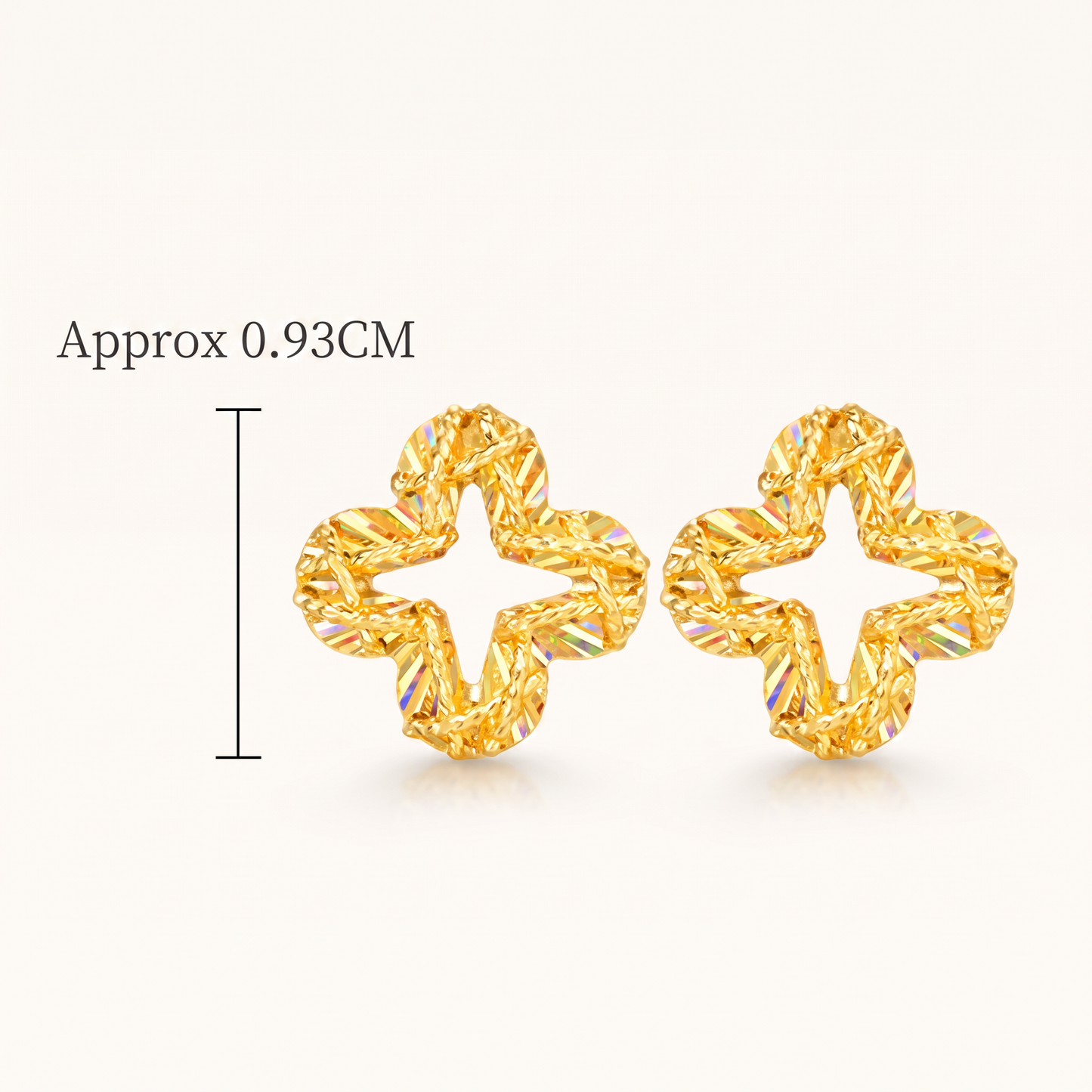 Radiant 24k Lucky Clover 5G Gold Stud Earrings