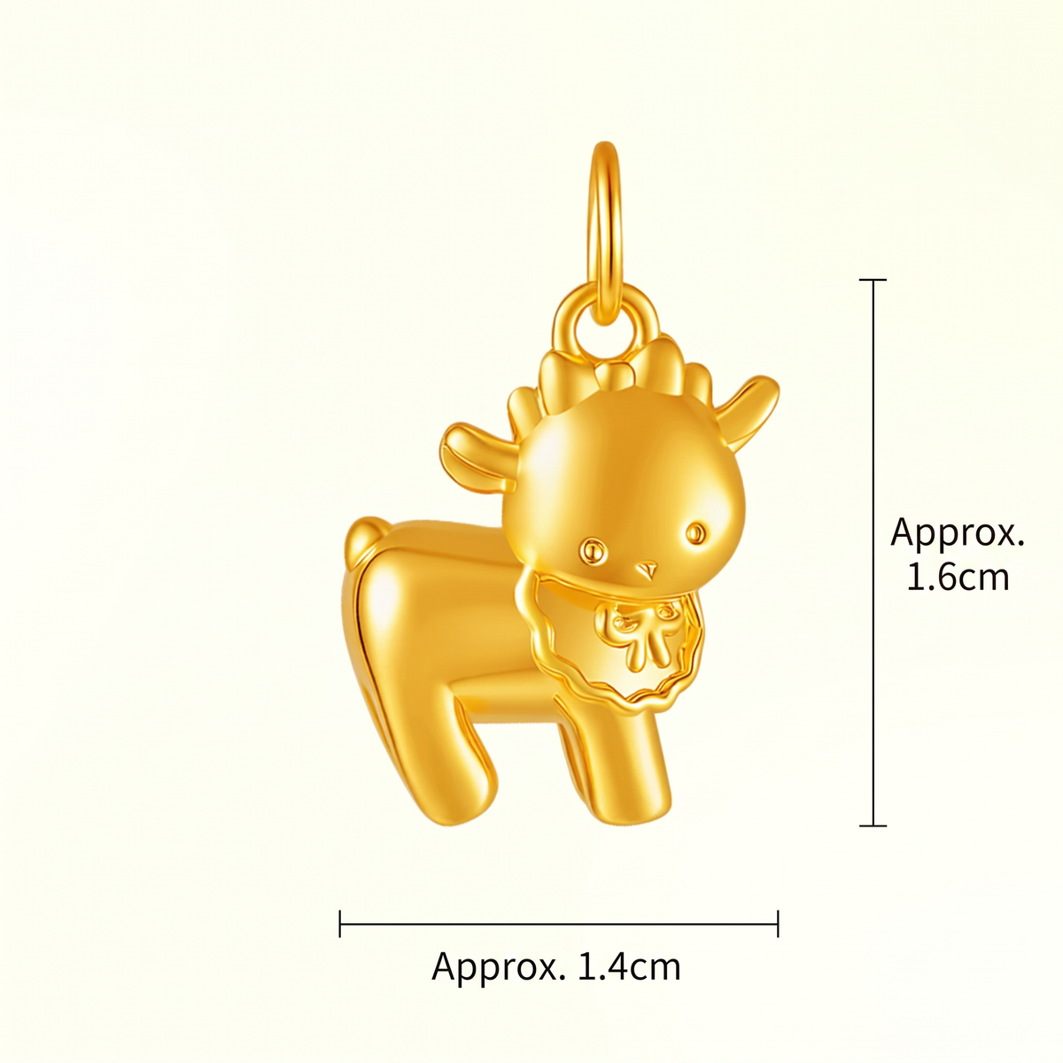 999 24K Gold Chinese Zodiac Sheep Goat Pendant Charm Cute and Playful