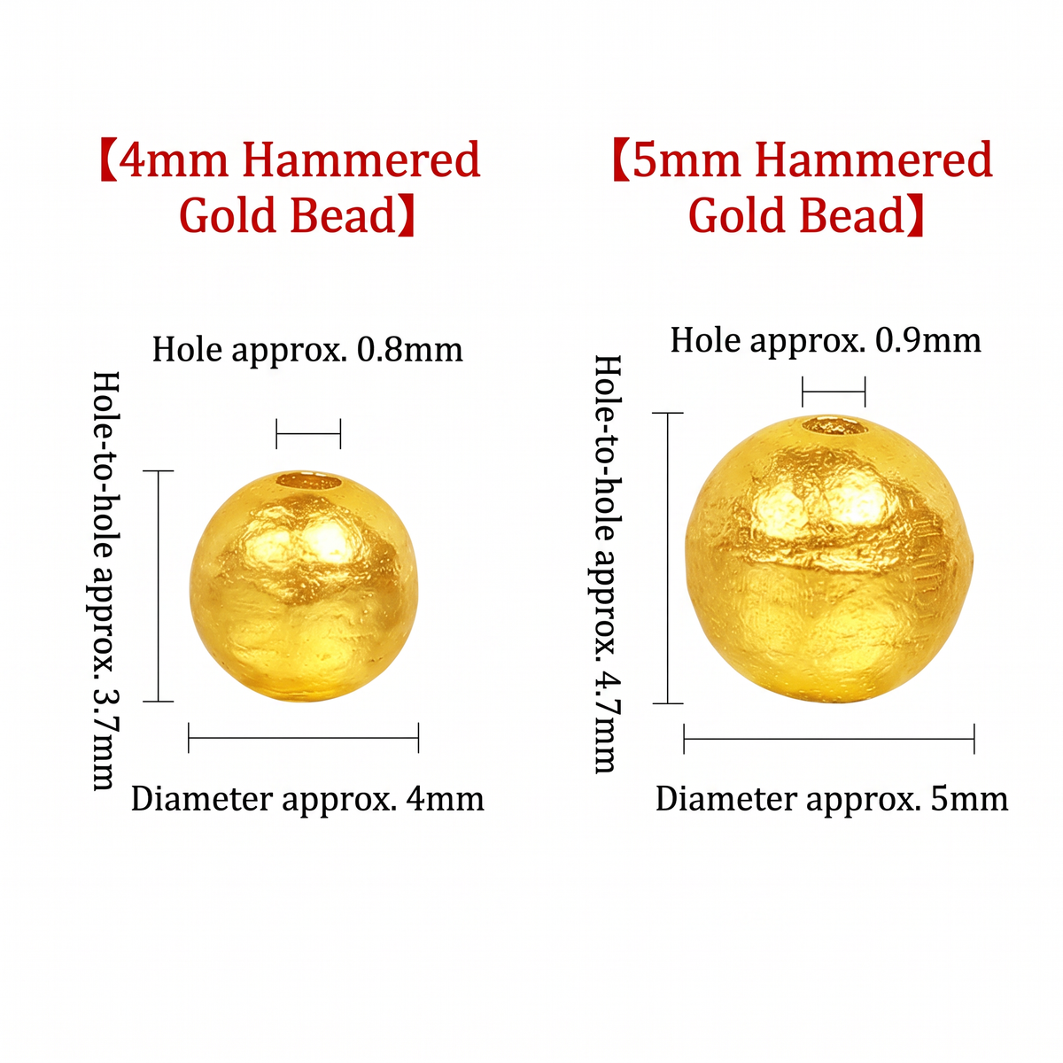 24k 999 Gold Hammered Spacer Beads D.I.Y Charm Accessories Craft