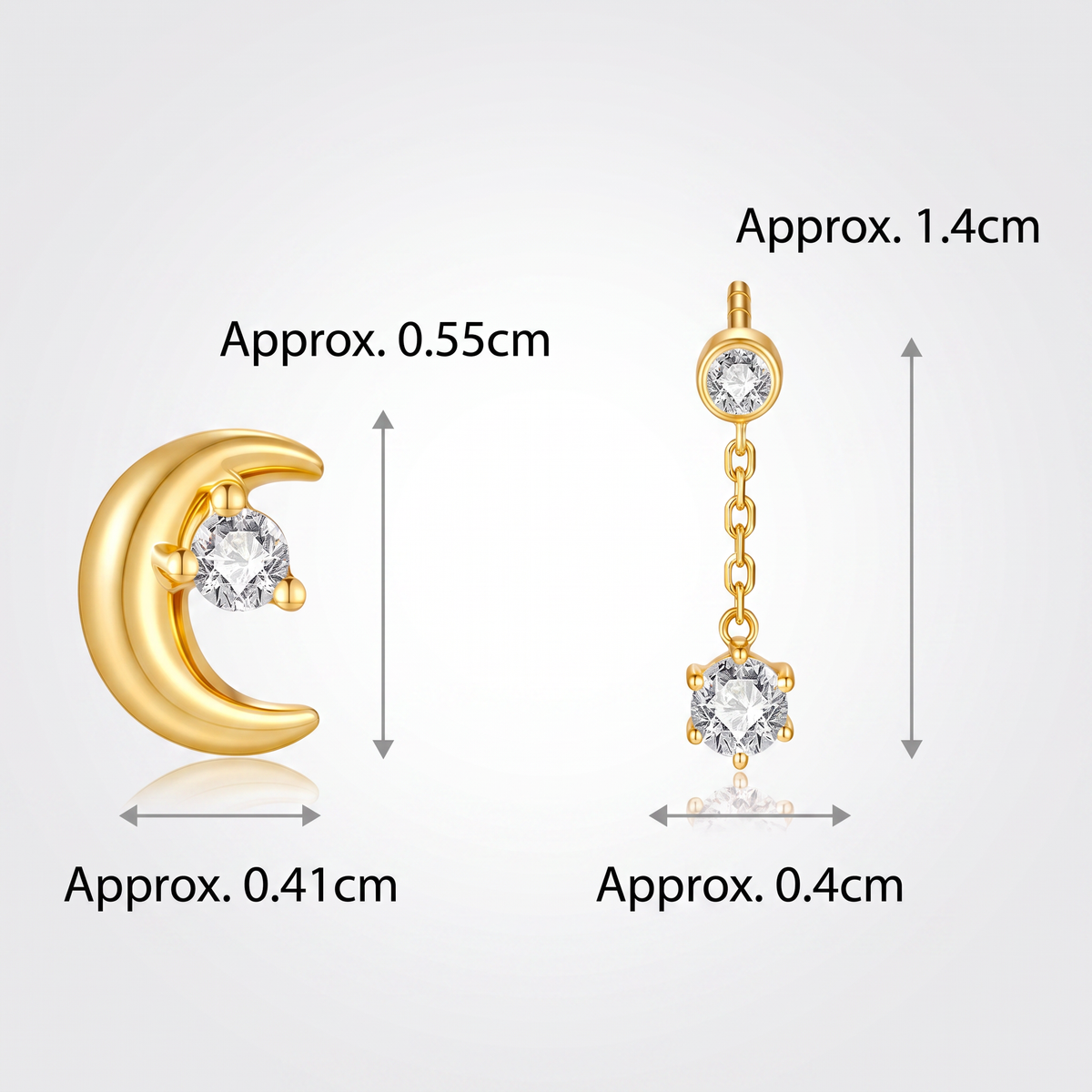 18K Gold Minimal Stud Dangle Earrings