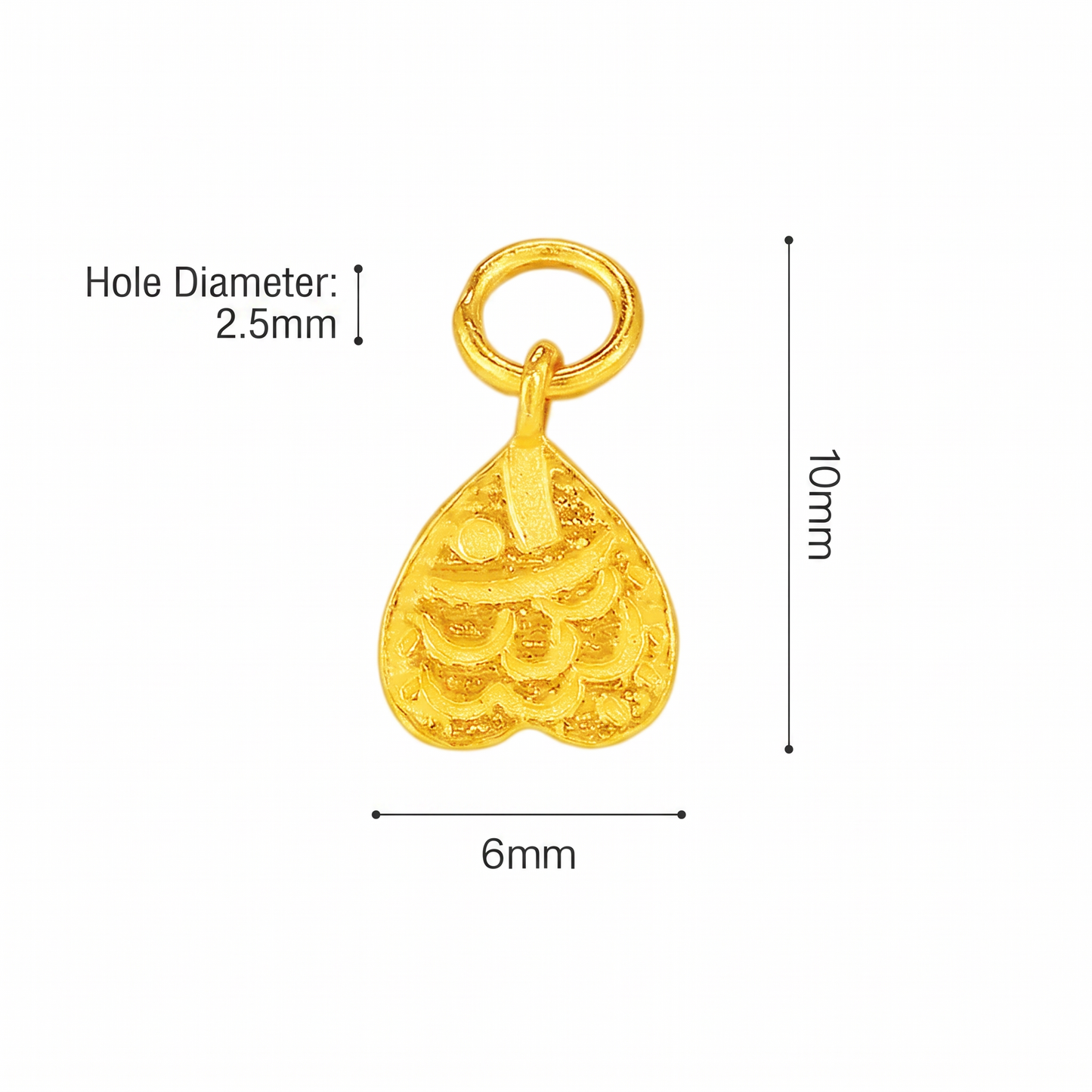24K Solid 999 Gold Mini Peach Fish Koi Lucky Dangle Charm D.I.Y