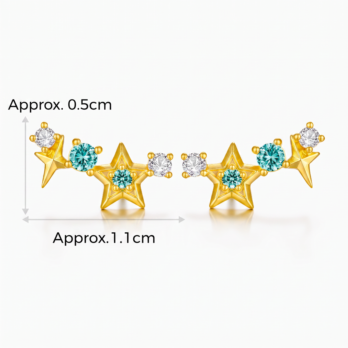Genuine 24K Gold Star Starlight Stud Earrings