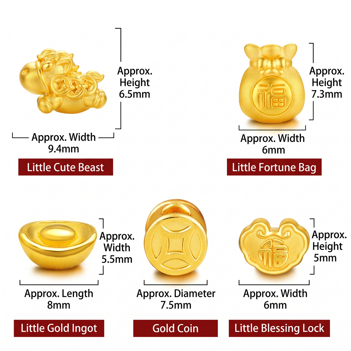 24K 999 Gold Little Horse Zodiac Charm Adjustable Woven Bracelet Babyshower Kid Birthday Gift