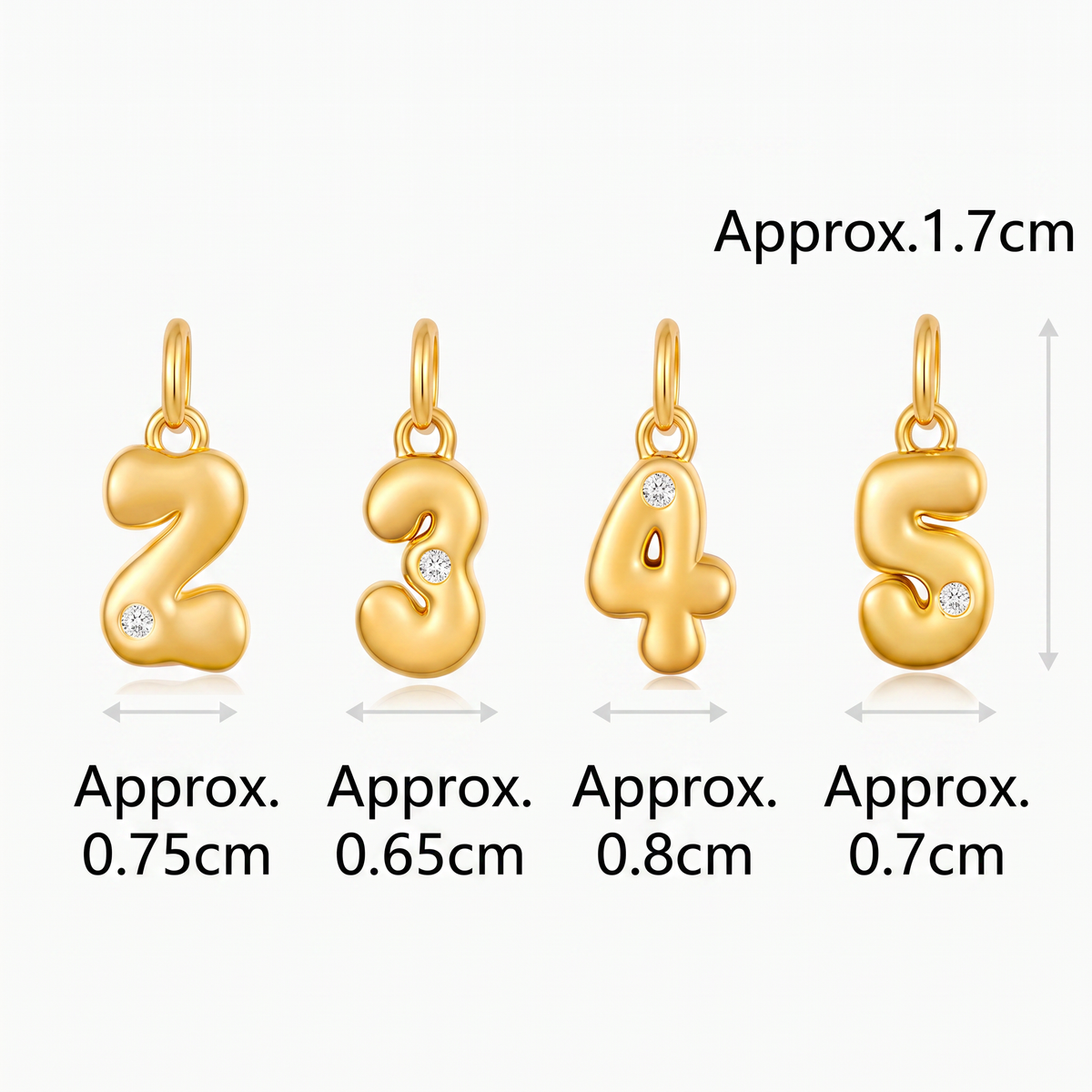 18K Gold Number Charm Pendant Special Event Gift Birthday