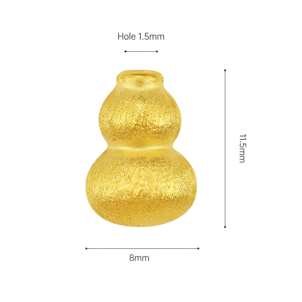 24K 999 Hard Gold Mini Gourd Bead Charm DIY Loose Spacer Charm