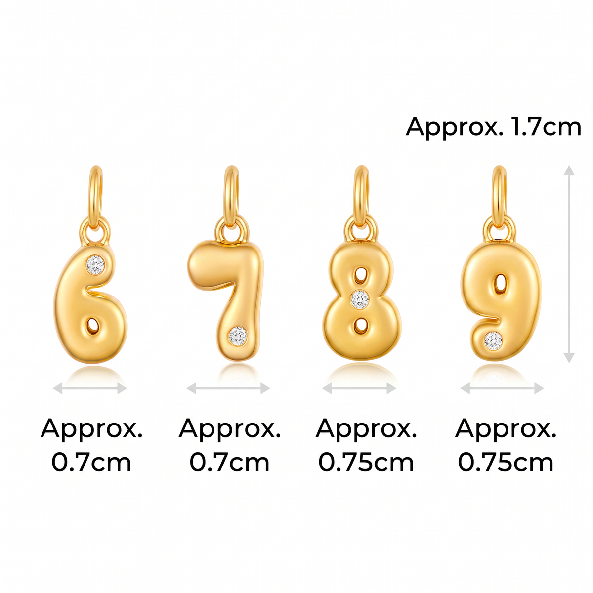 18K Gold Number Charm Pendant Special Event Gift Birthday