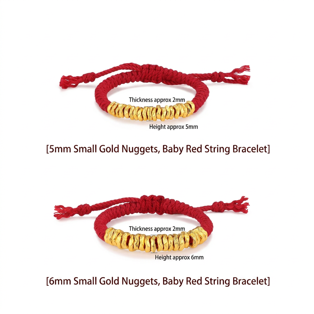 24K 999 Gold Hammer Beads Kid Weaving Adjustable Bracelet