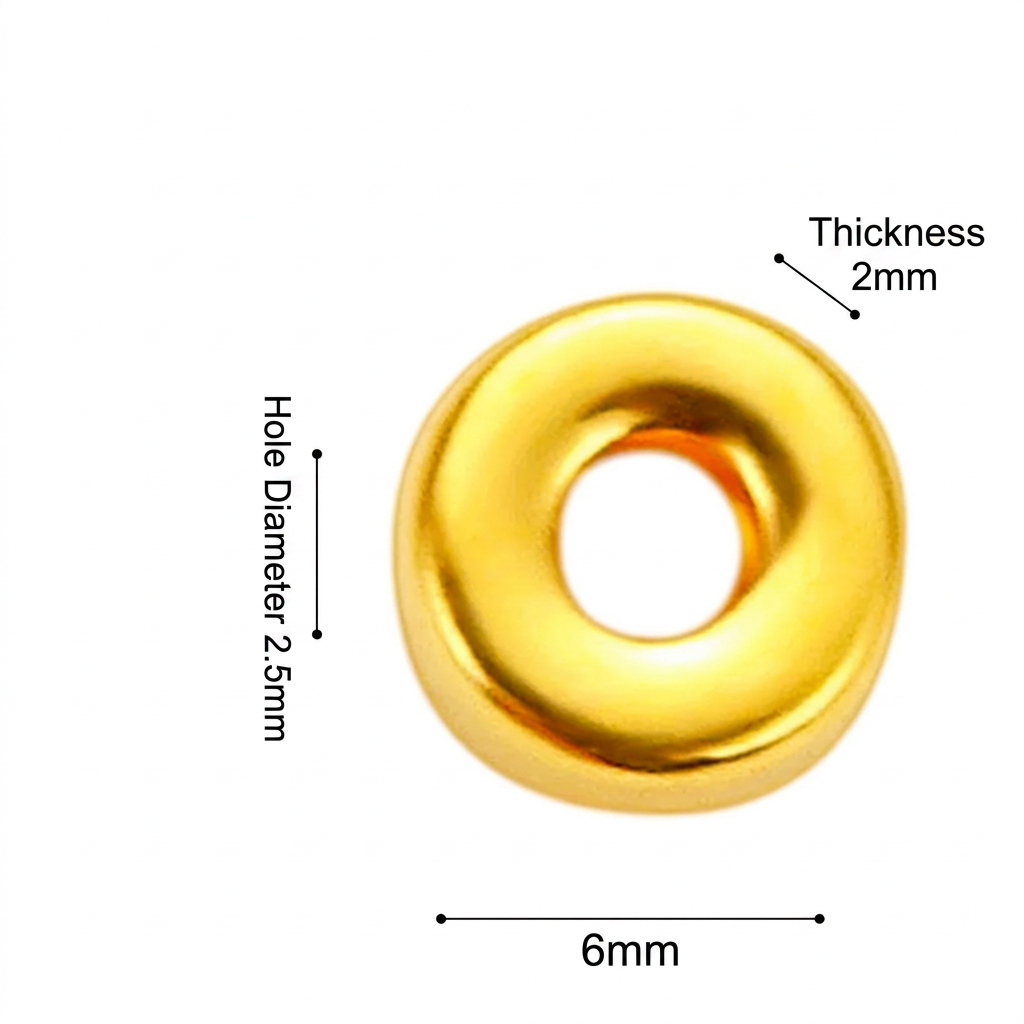 999 Pure Gold Loop Bead Lucky Spacer for Bracelet Stringing DIY Jewelry